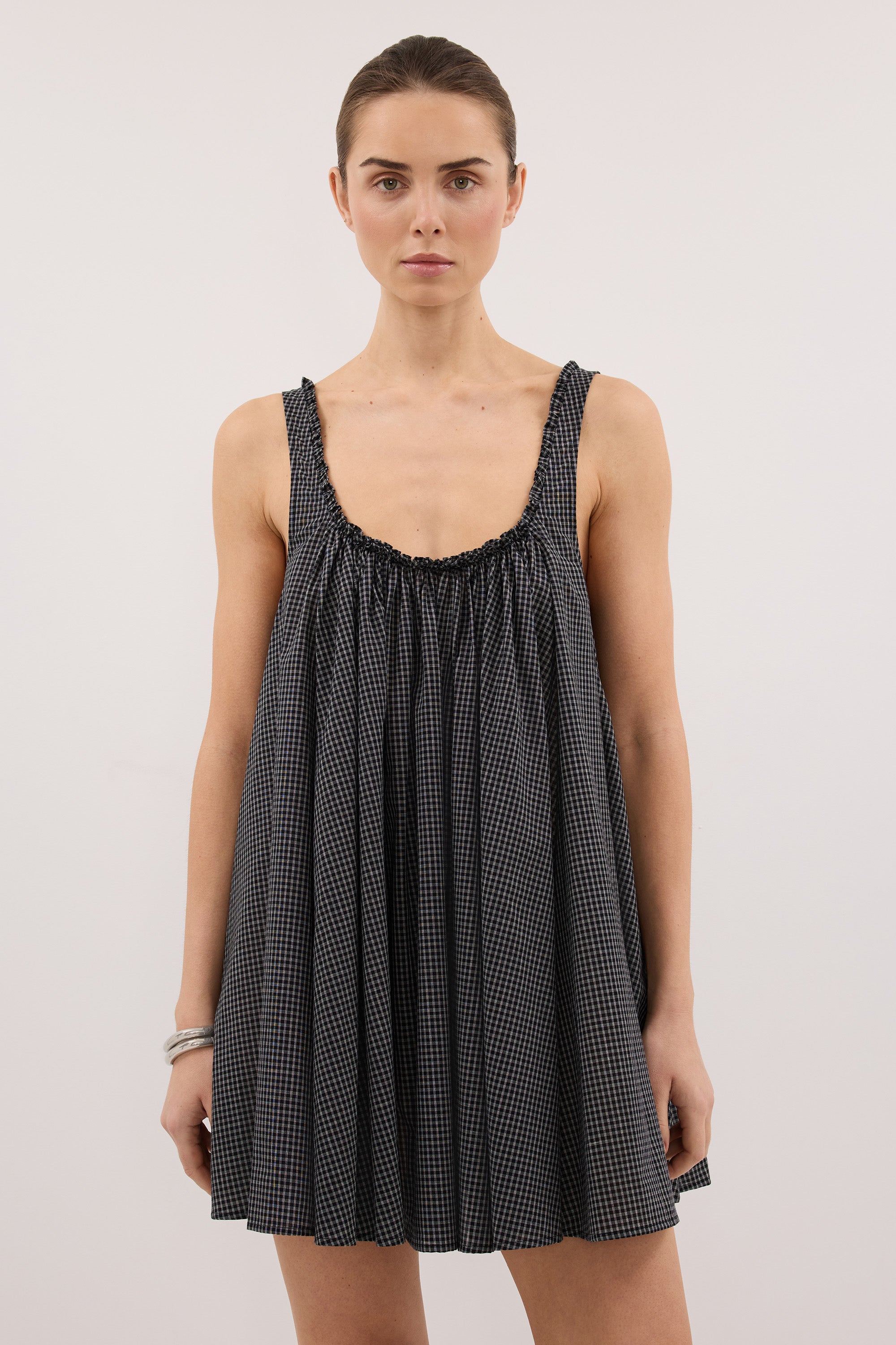 ARABELLA BLACK CHECK MINI DRESS