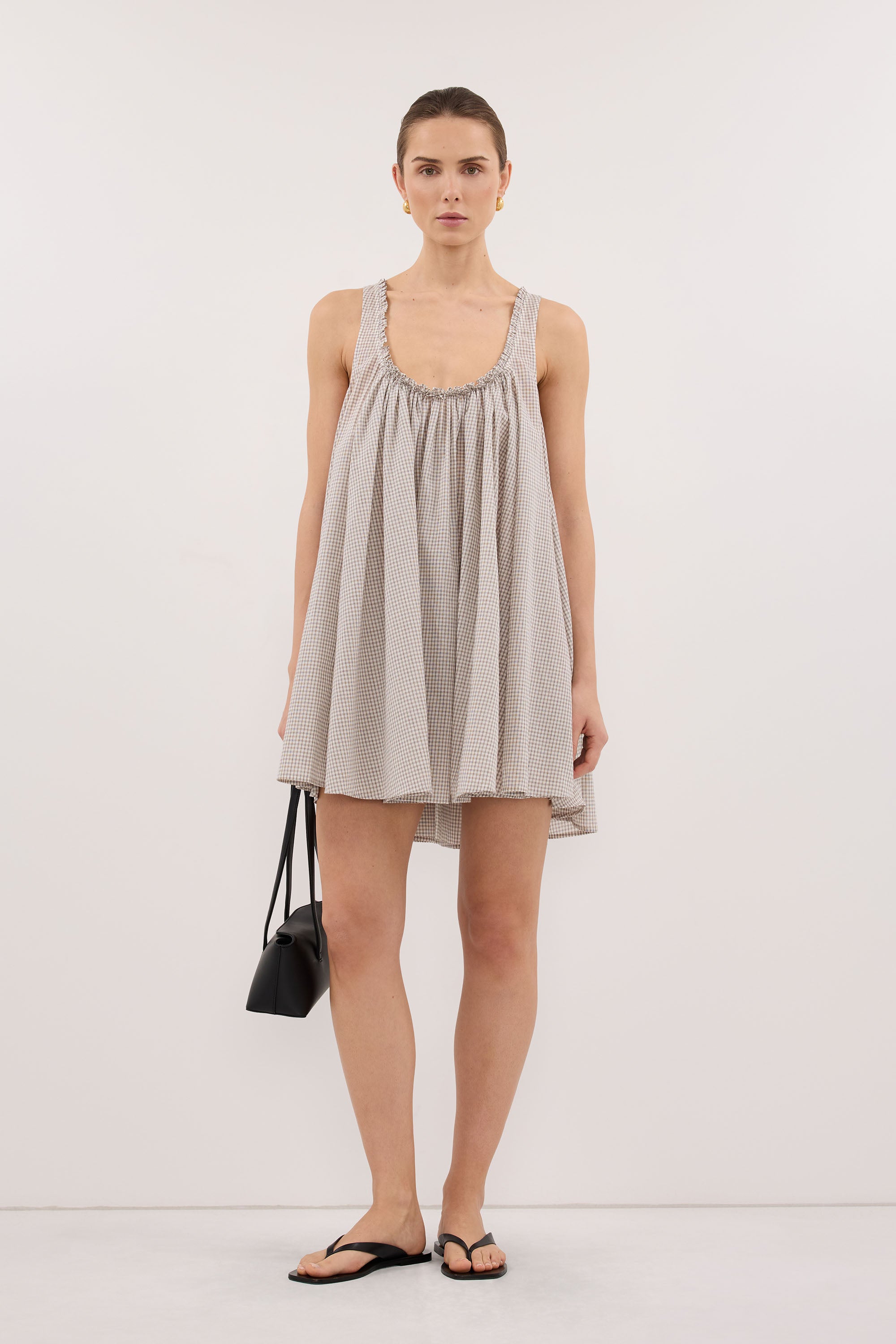 ARABELLA CREAM CHECK MINI DRESS - PRE ORDER