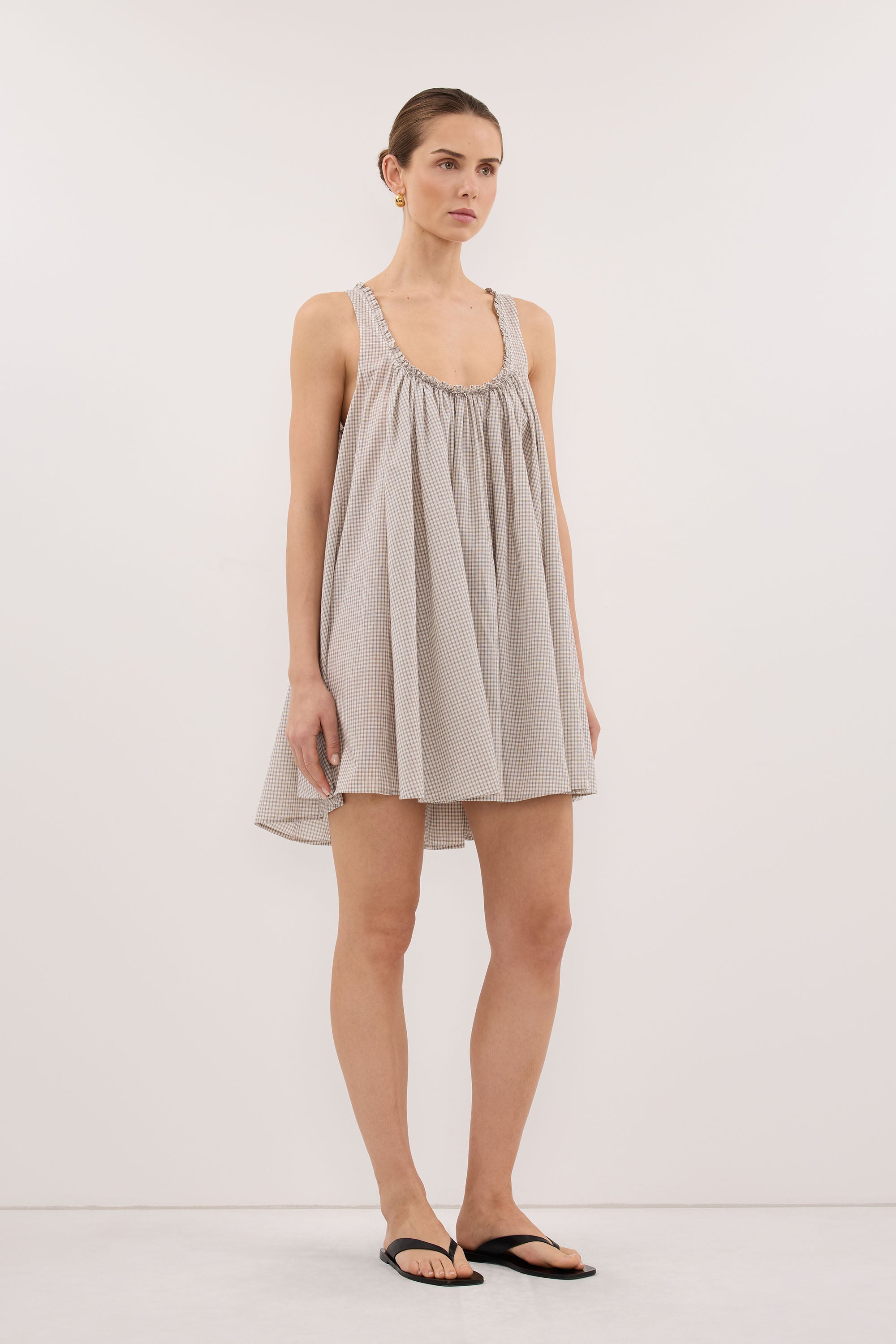ARABELLA CREAM CHECK MINI DRESS - PRE ORDER
