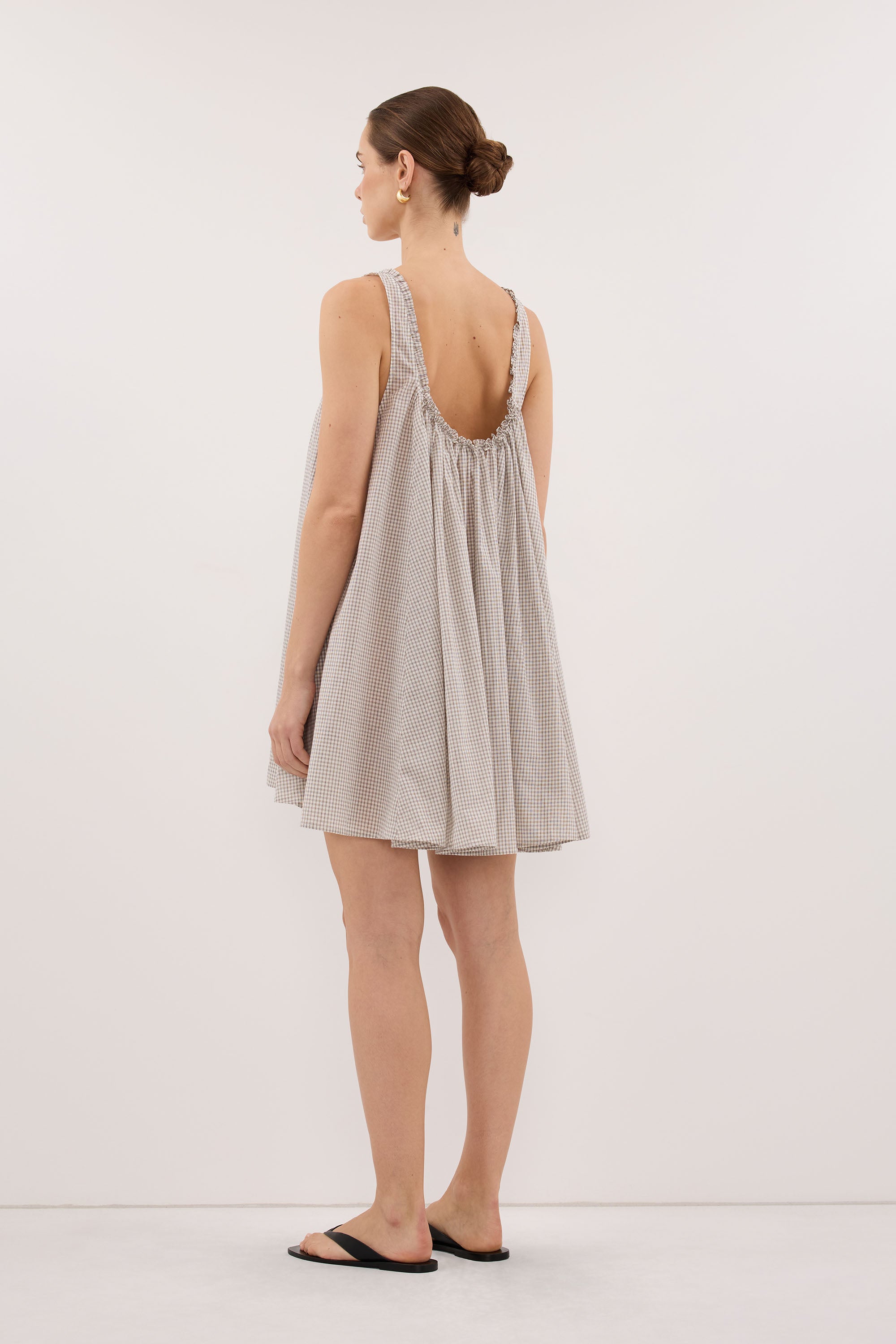 ARABELLA CREAM CHECK MINI DRESS - PRE ORDER