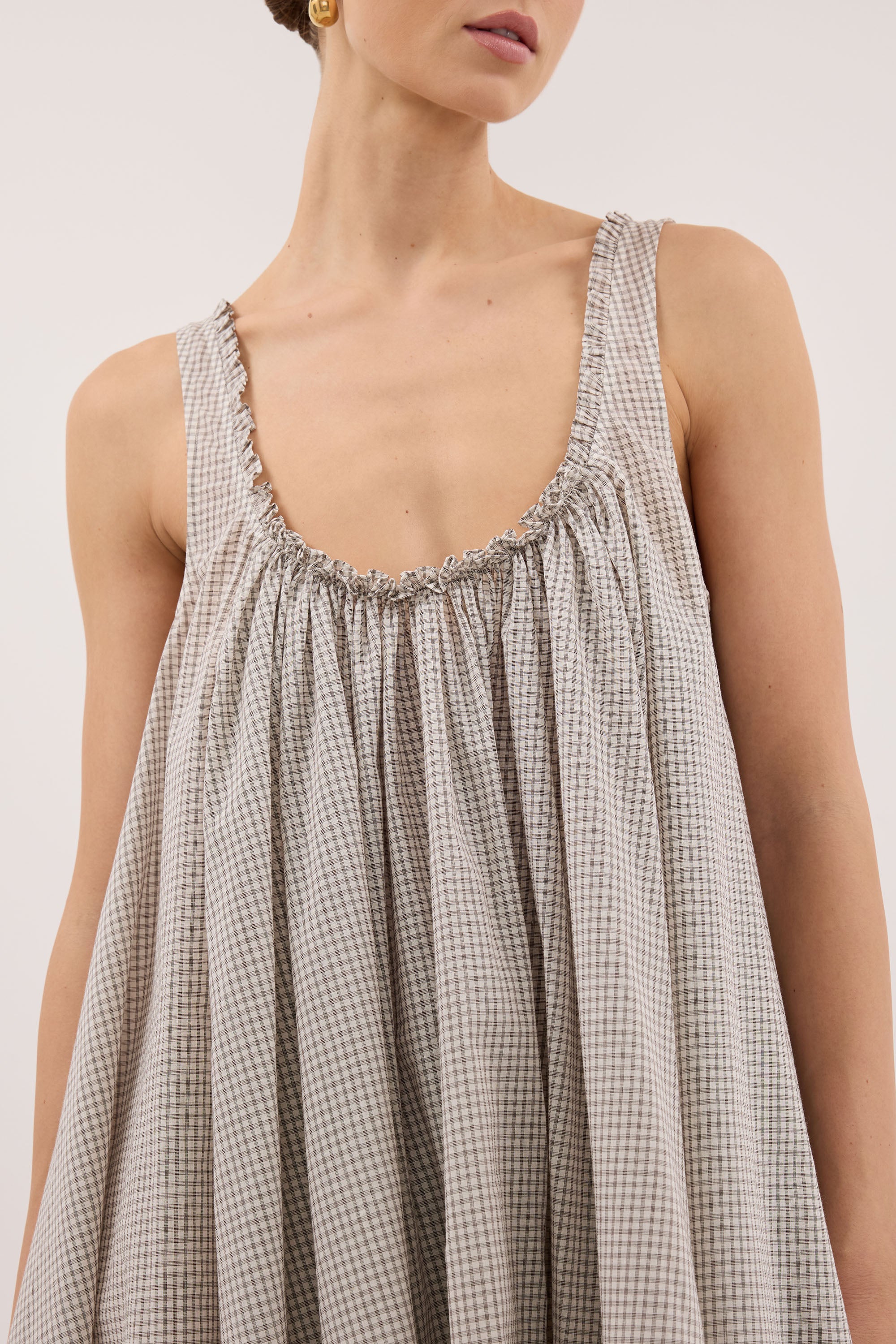 ARABELLA CREAM CHECK MINI DRESS - PRE ORDER