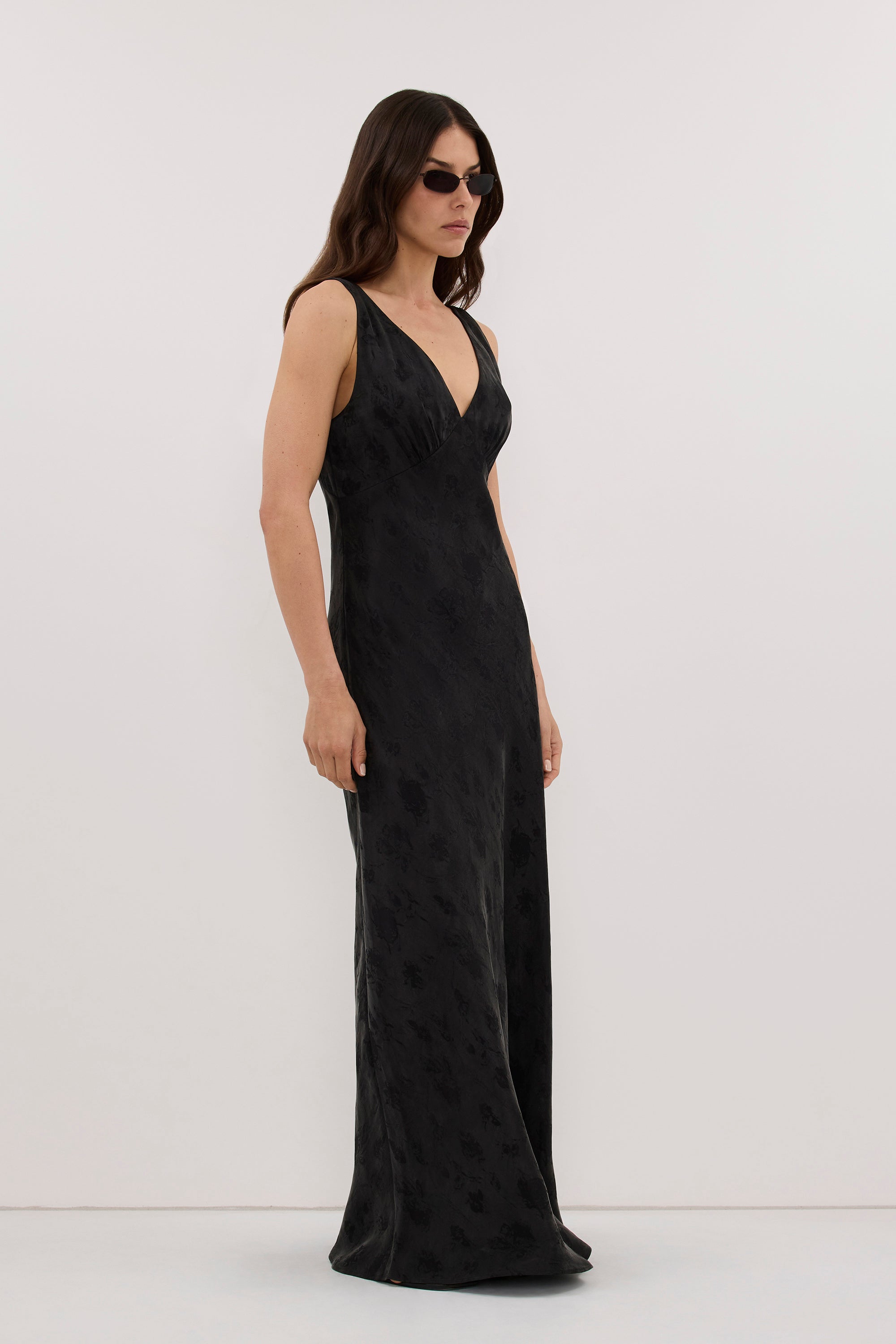 NARA BLACK JACQUARD MIDI DRESS