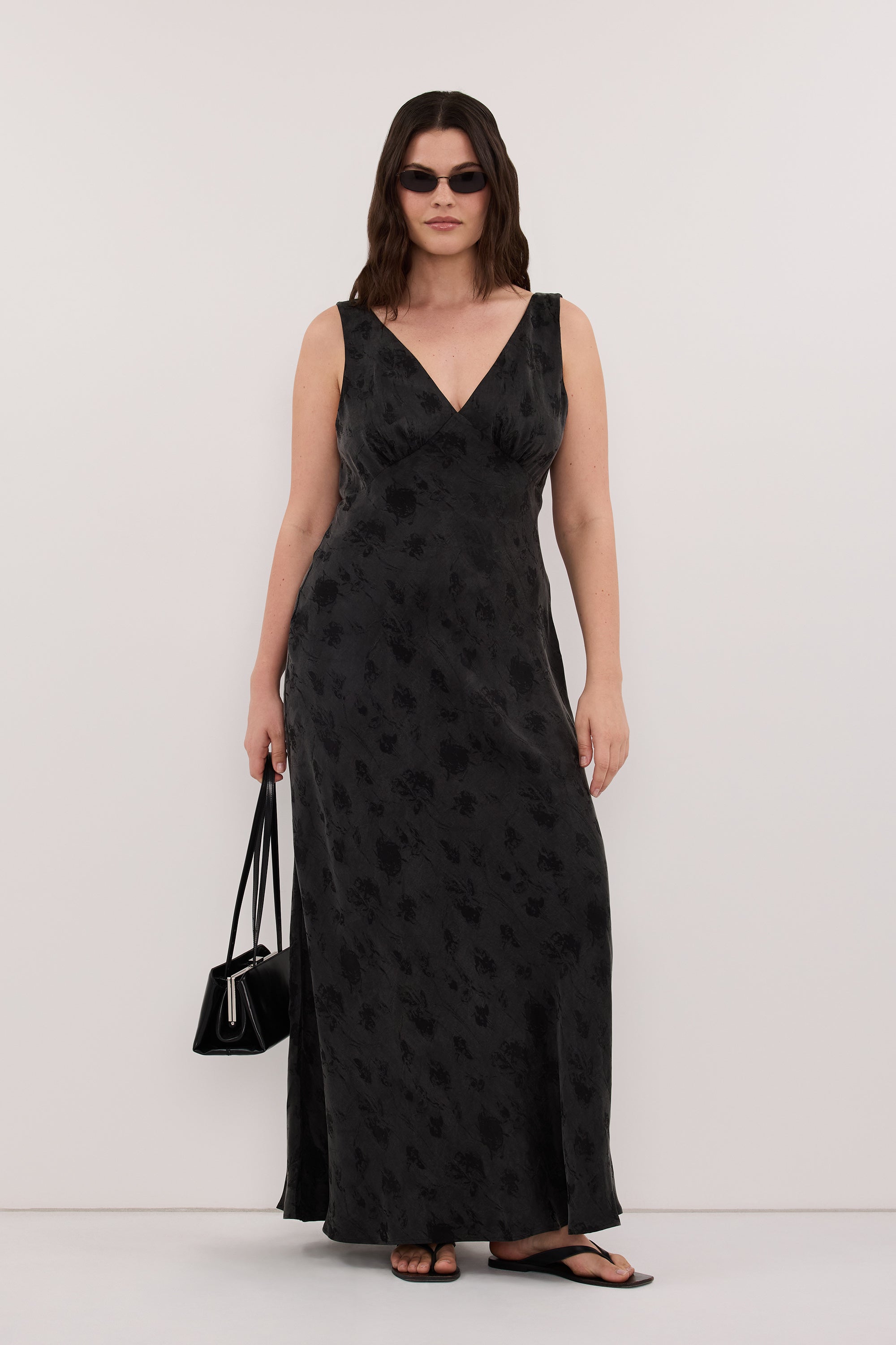 NARA BLACK JACQUARD MIDI DRESS