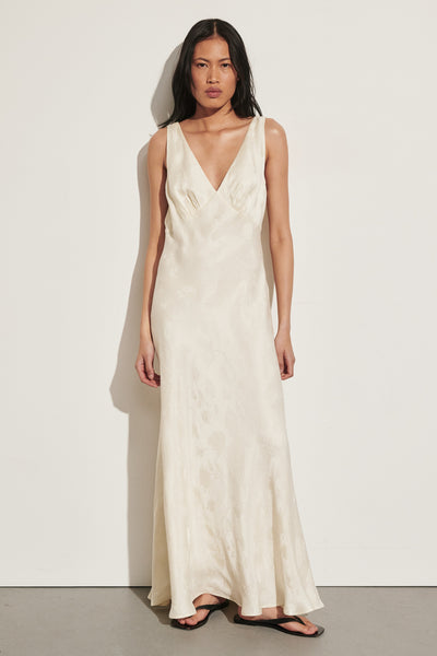 Ploy wearing NARA MILK JACQUARD MIDI DRESS