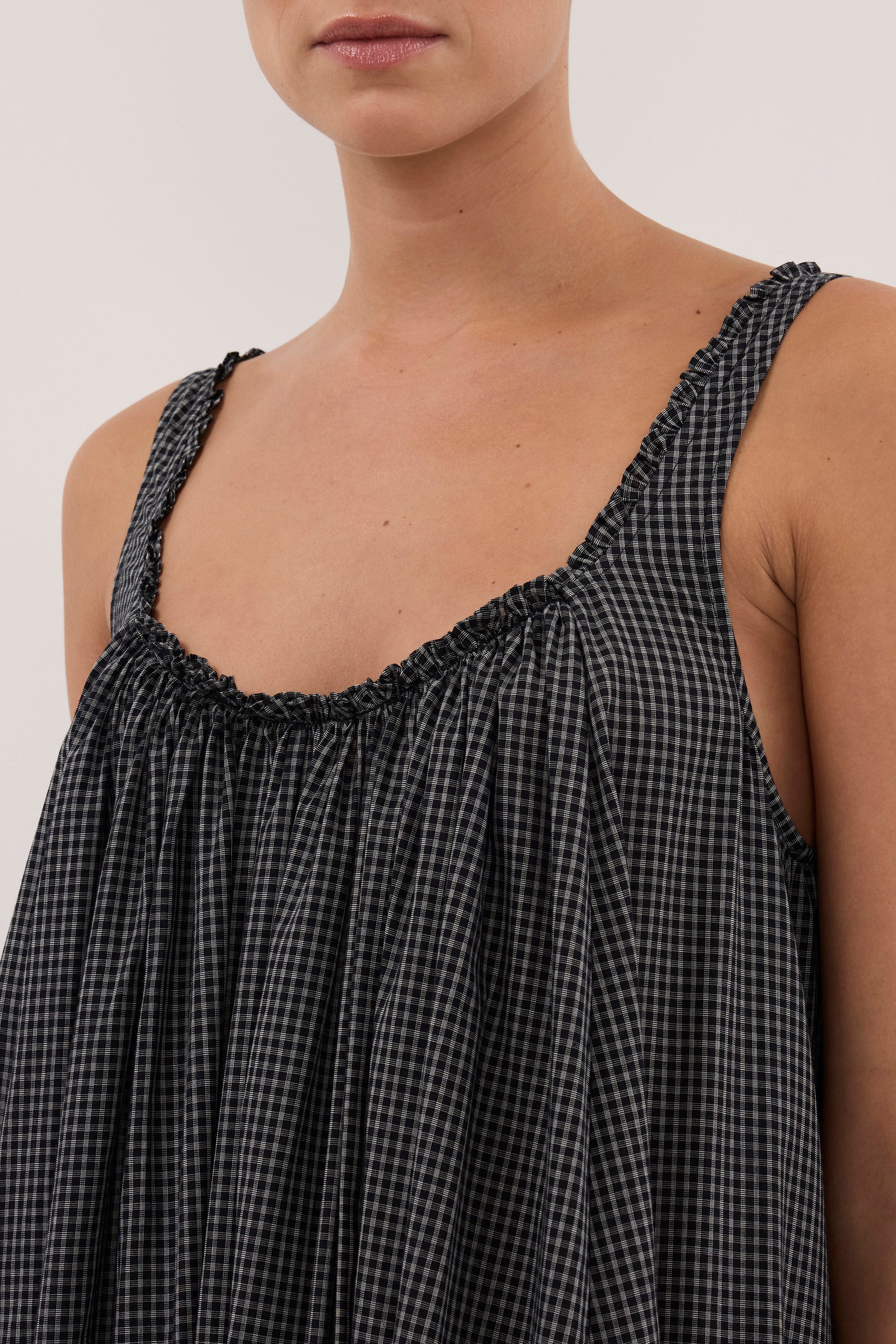 ARABELLA BLACK CHECK MIDI DRESS