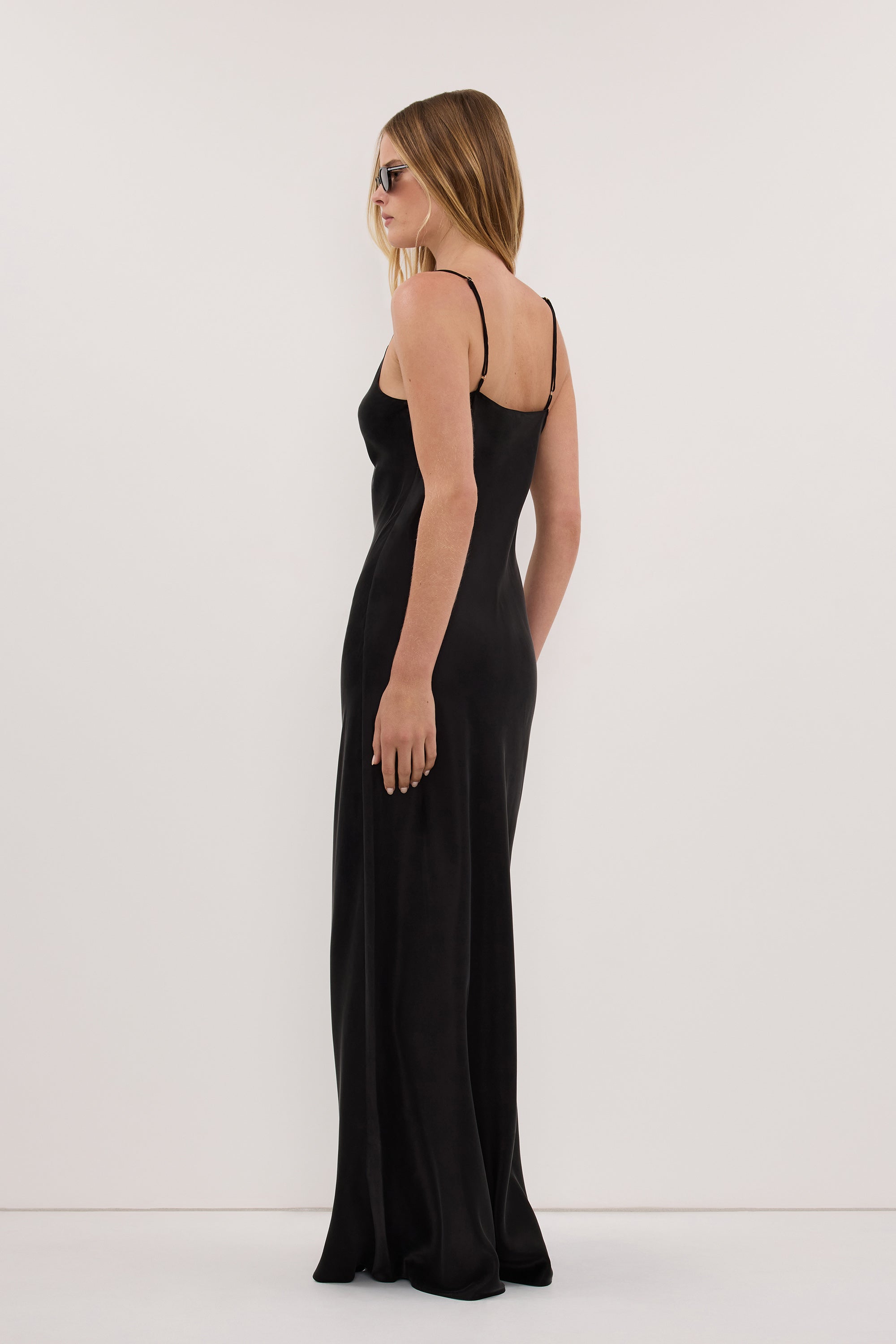 JOANNE BLACK SILK SLIP DRESS