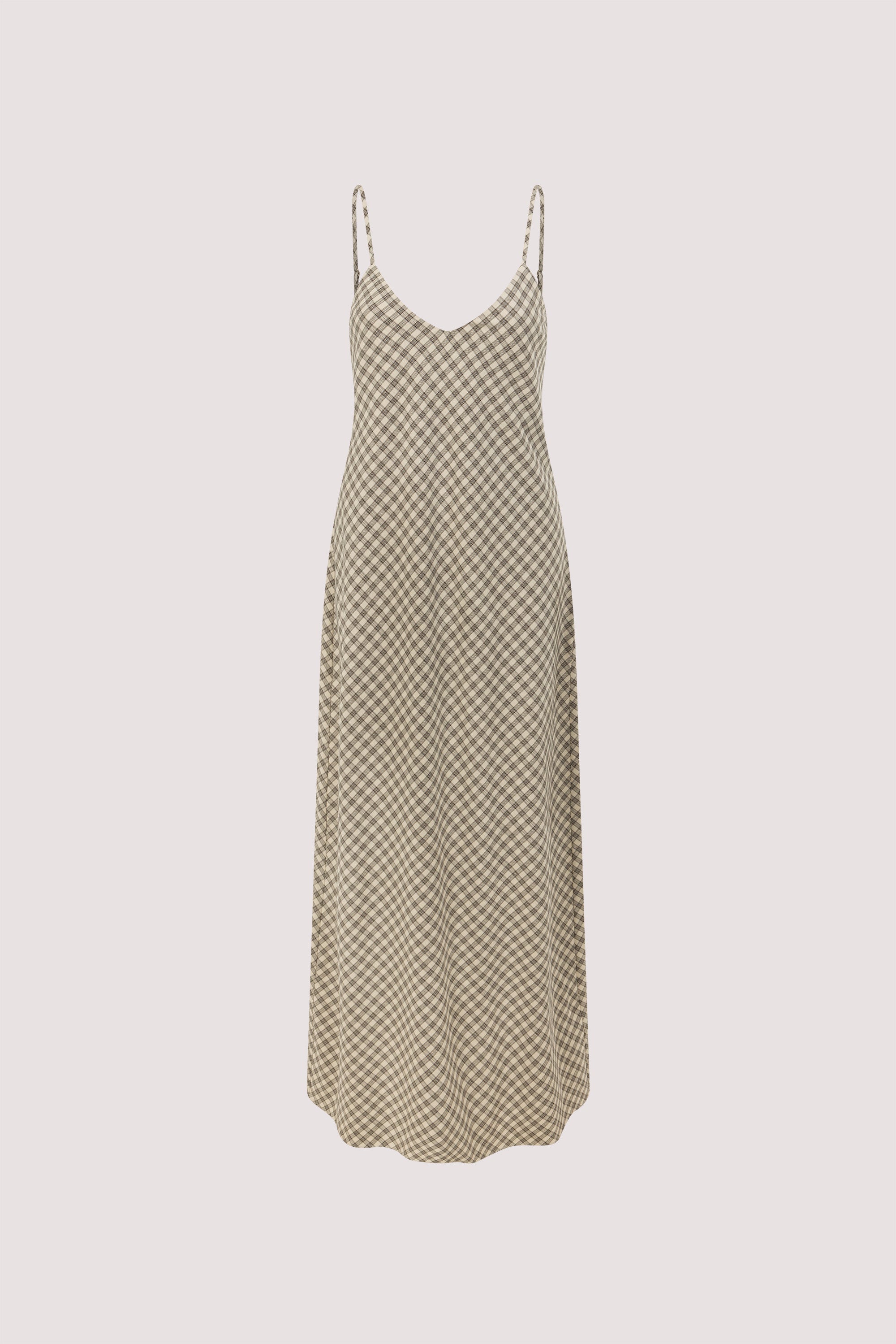 ODESSA BEIGE CHECK SLIP DRESS – DISSH