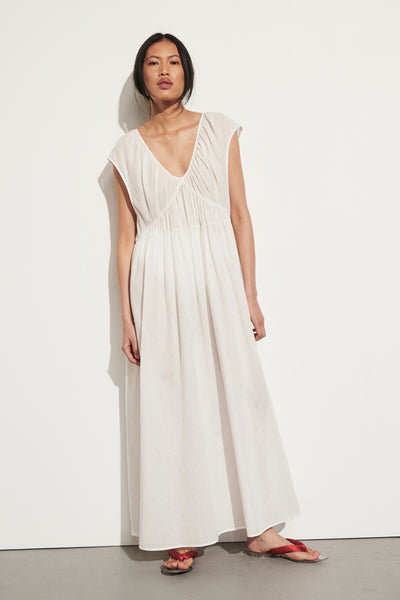 Ploy wearing BILLIE WHITE LINEN BLEND MIDI DRESS