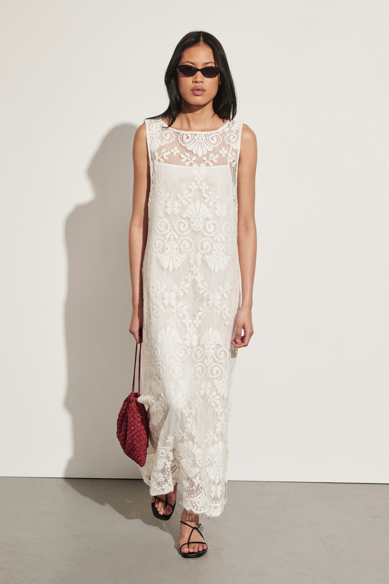 REINA IVORY LACE MIDI DRESS