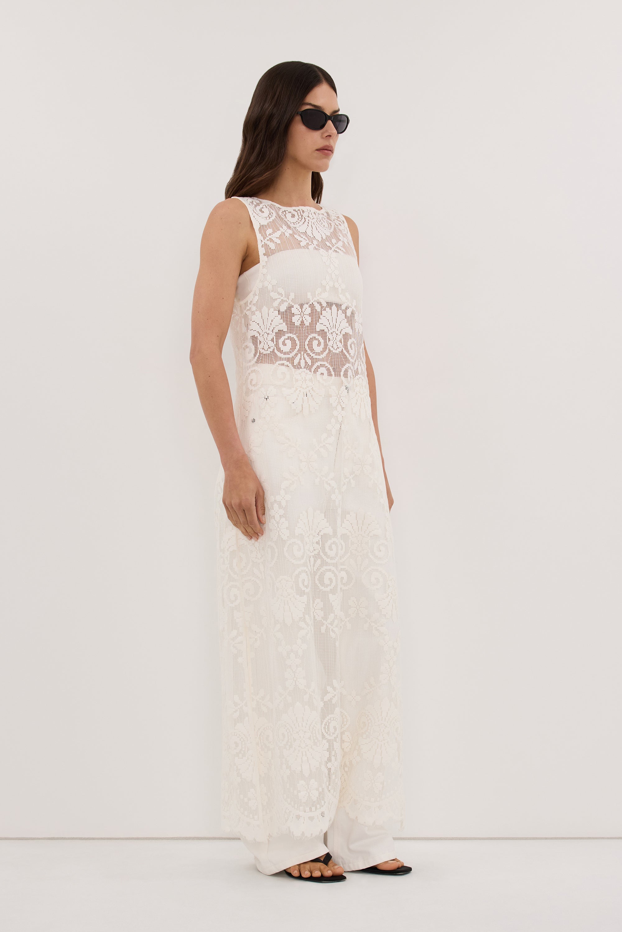REINA IVORY LACE MIDI DRESS