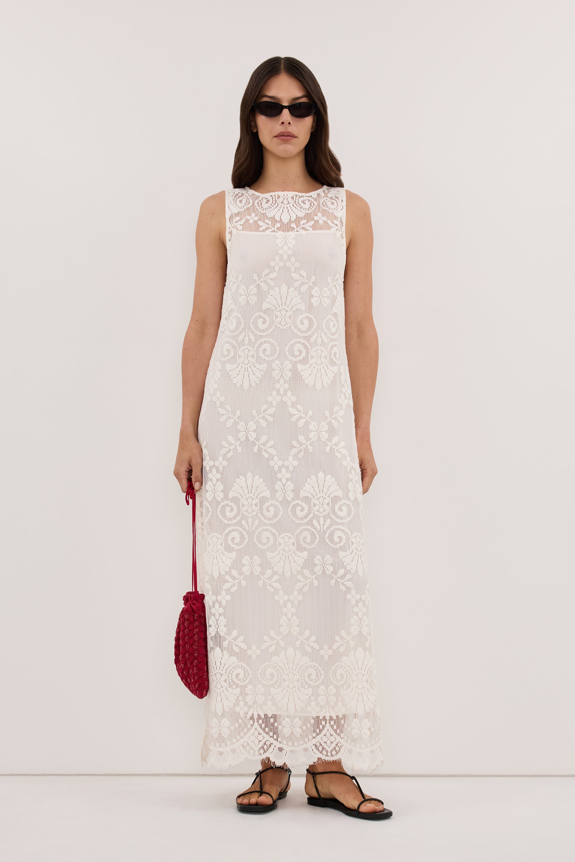 REINA IVORY LACE MIDI DRESS