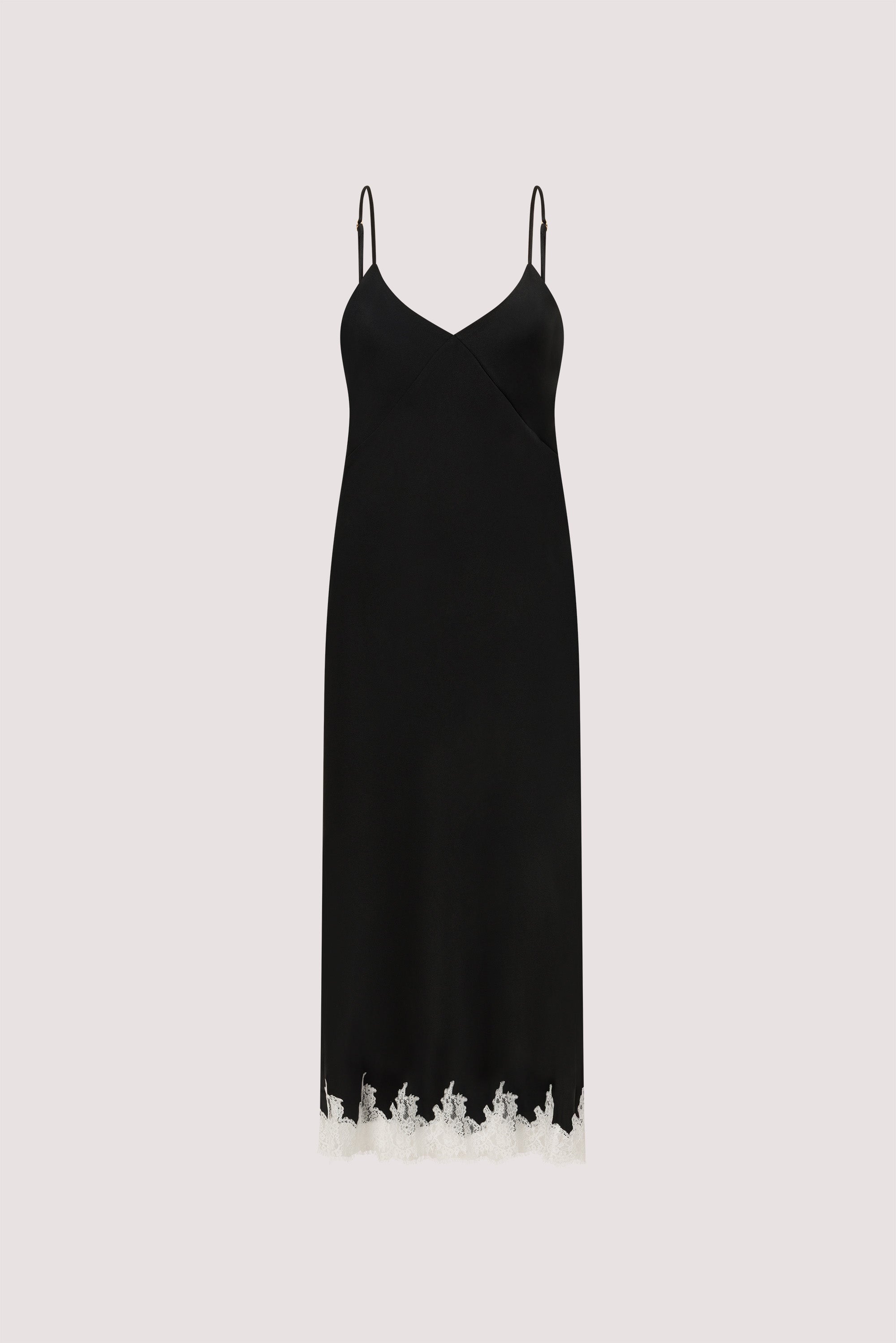 AMELINE BLACK SATIN MIDI DRESS
