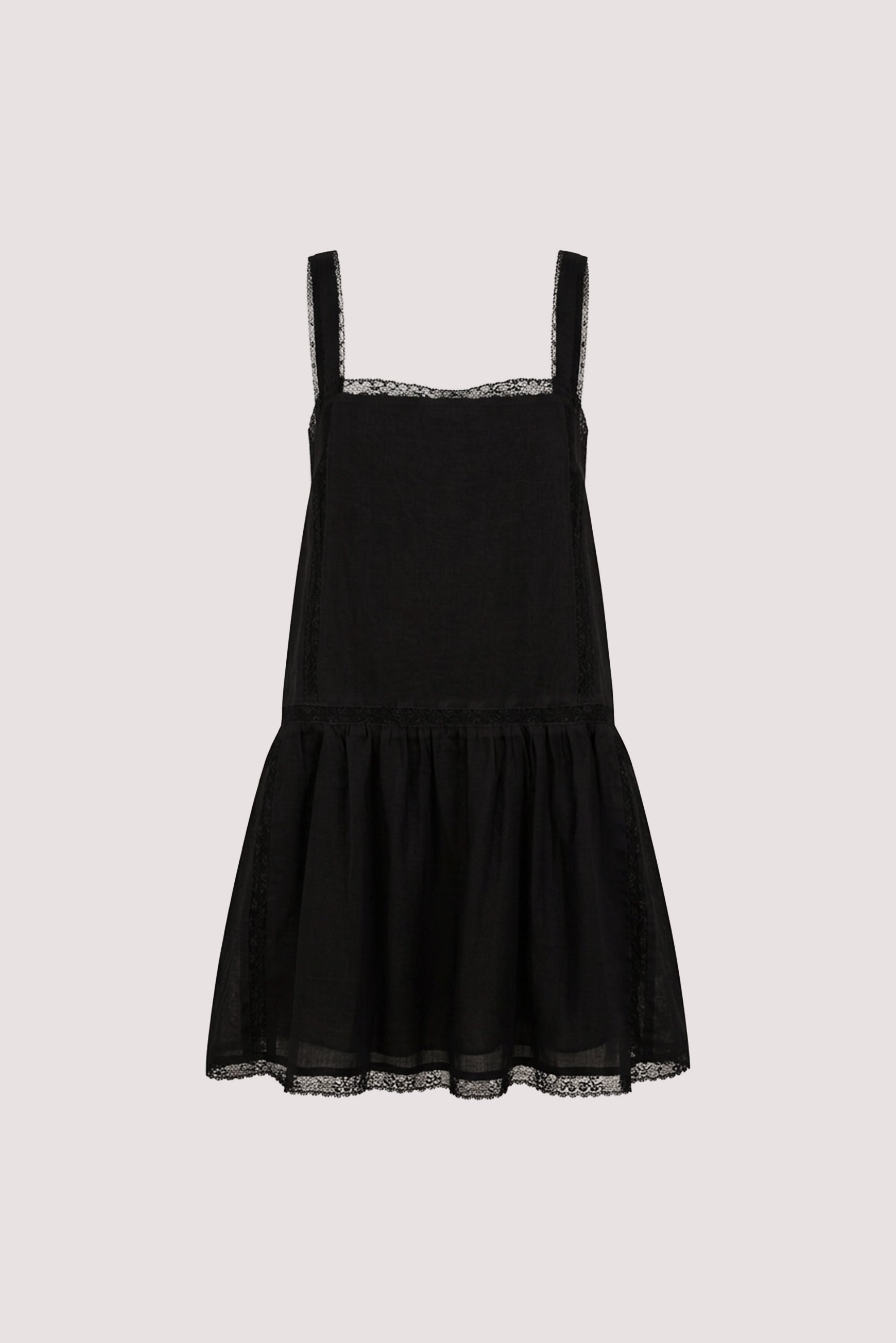 ROSIN BLACK COTTON VOILE MINI DRESS