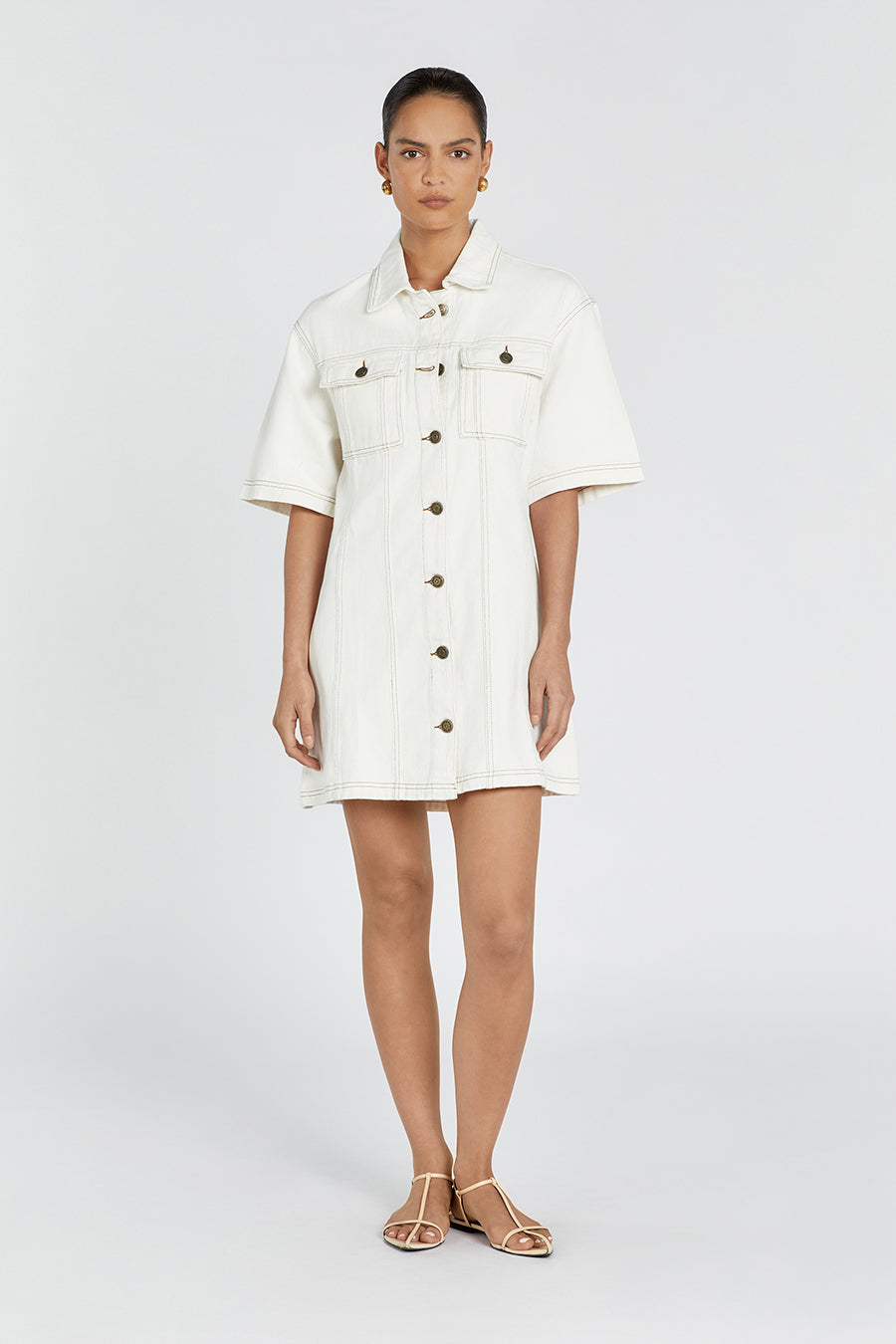 White denim shift outlet dress