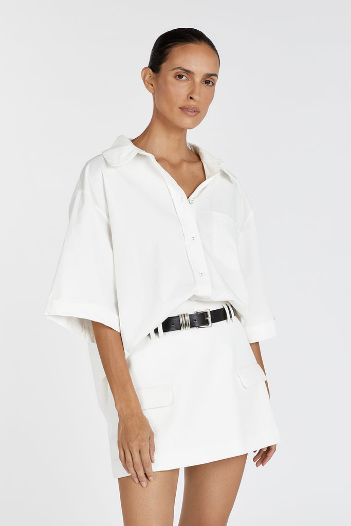 MAXIE WHITE COTTON SHIRT | Dissh