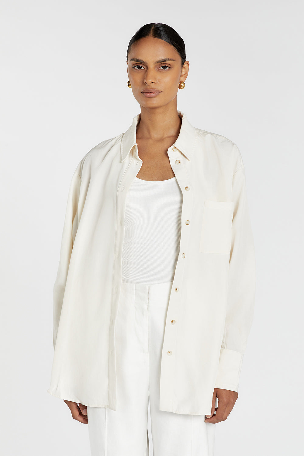 AKASHA TENCEL BLEND BUTTERMILK SHIRT