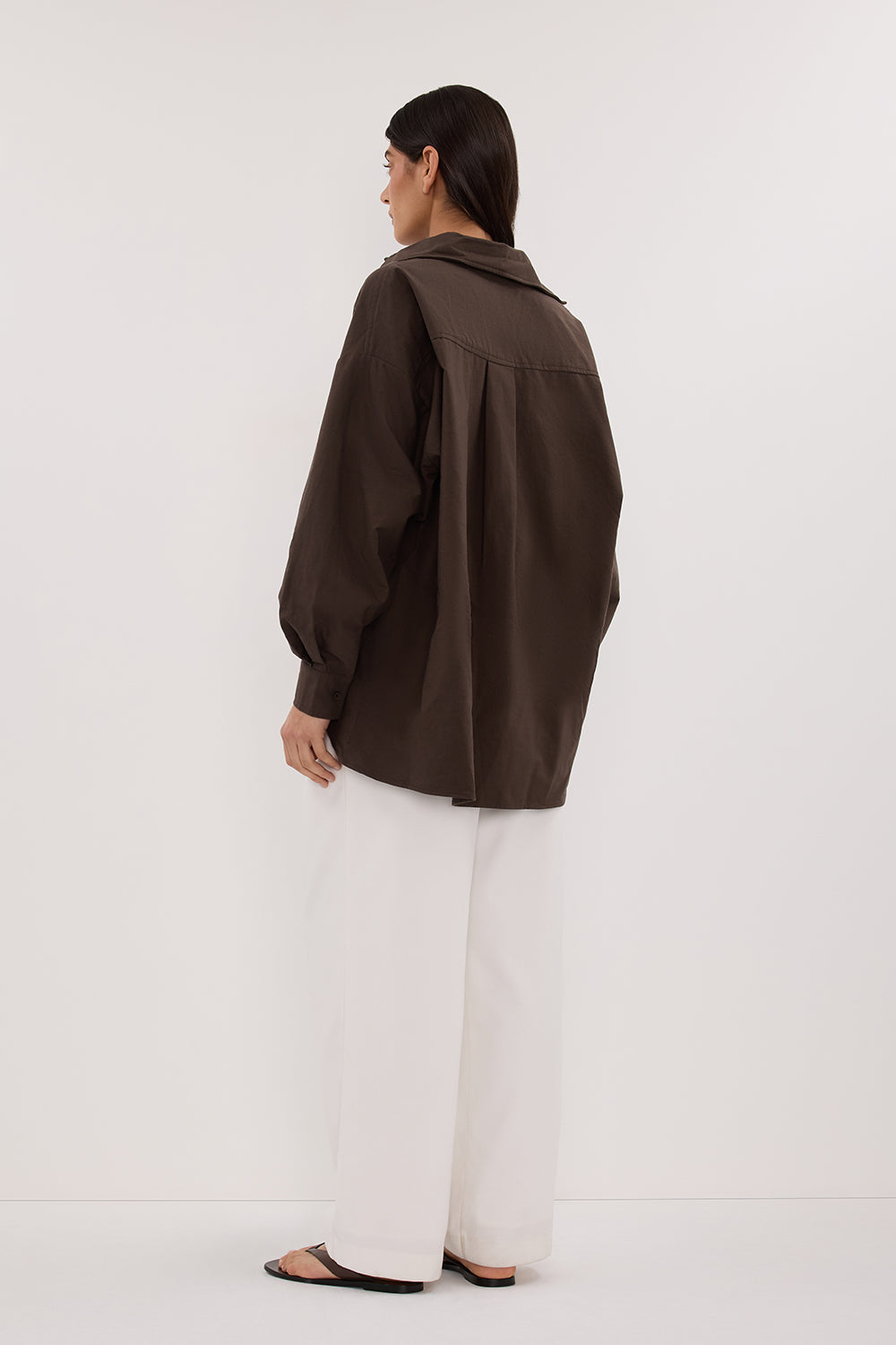 RHEA BITTER CHOC OVERSIZED COTTON SHIRT