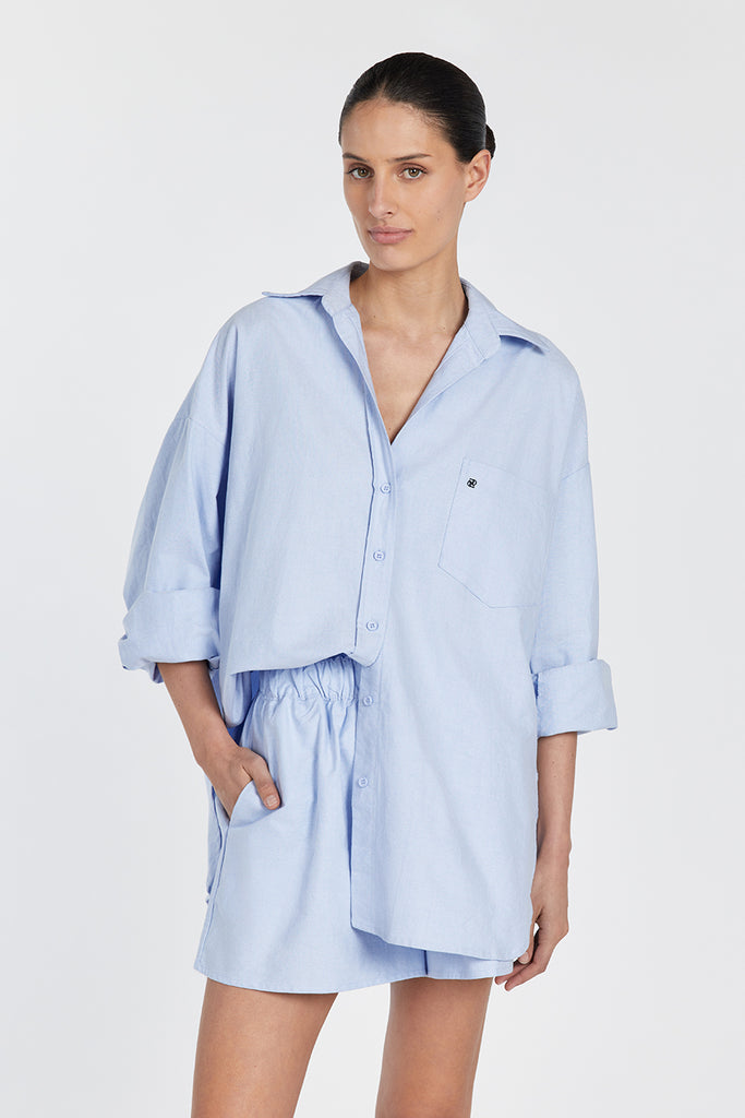 RHEA BLUE OVERSIZED COTTON SHIRT | Dissh