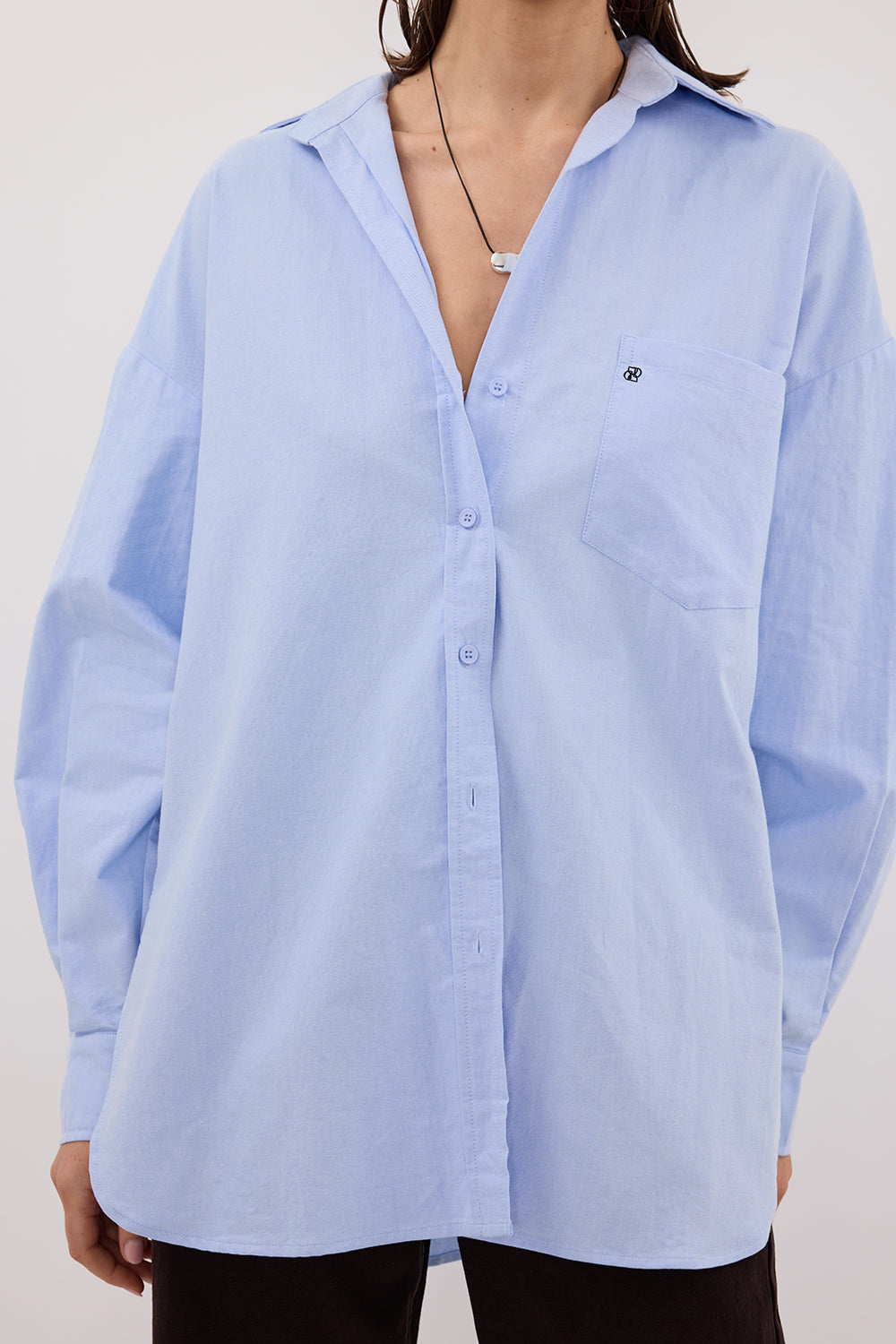 RHEA BLUE OVERSIZED COTTON SHIRT