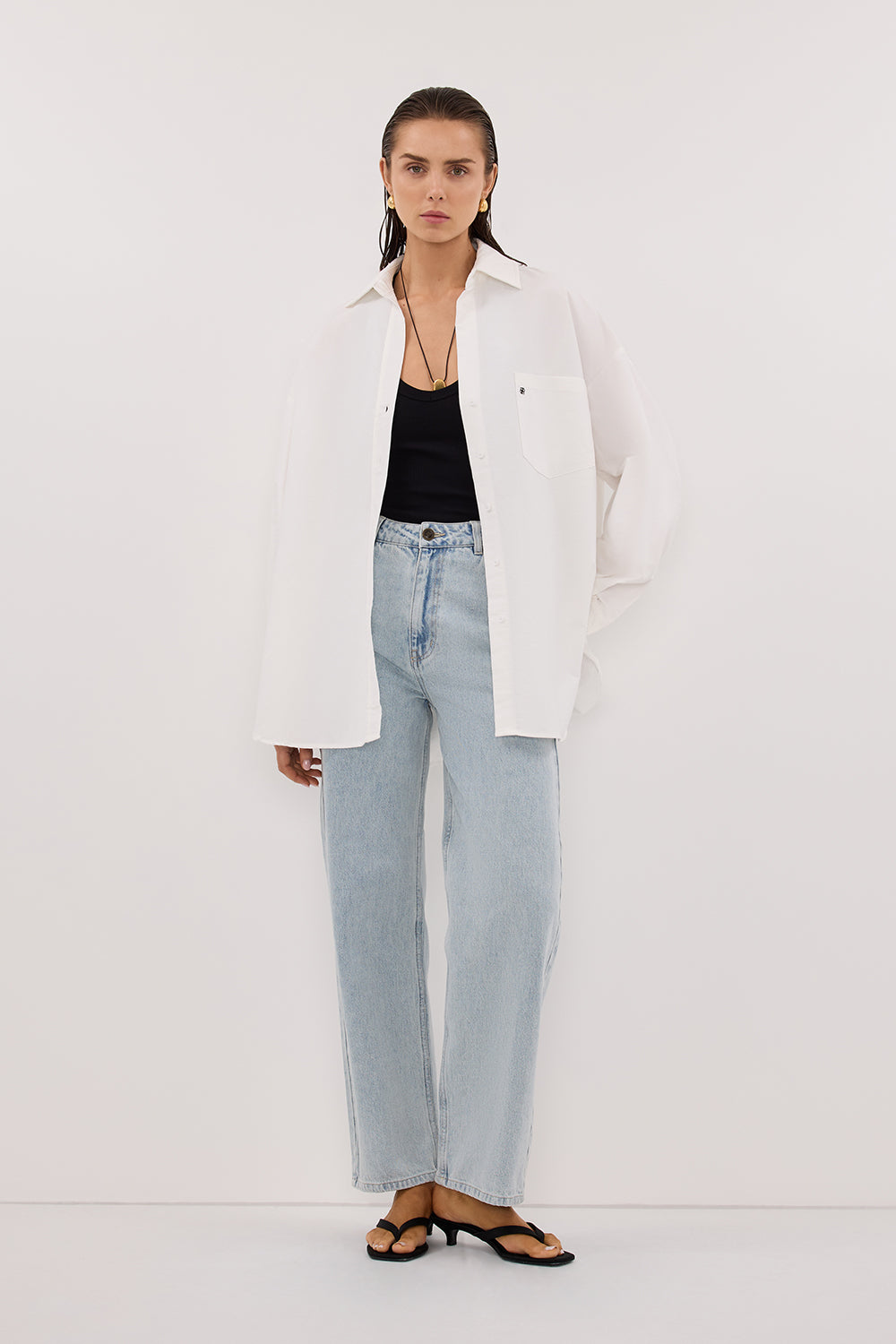 RHEA WHITE OVERSIZED COTTON SHIRT