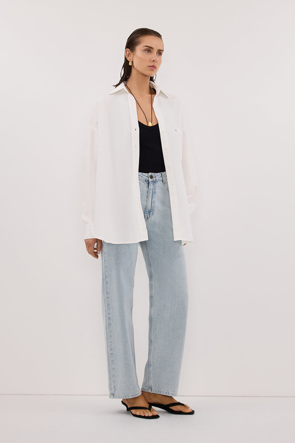 RHEA WHITE OVERSIZED COTTON SHIRT