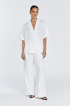 EMELIA WHITE LINEN WRAP SHIRT