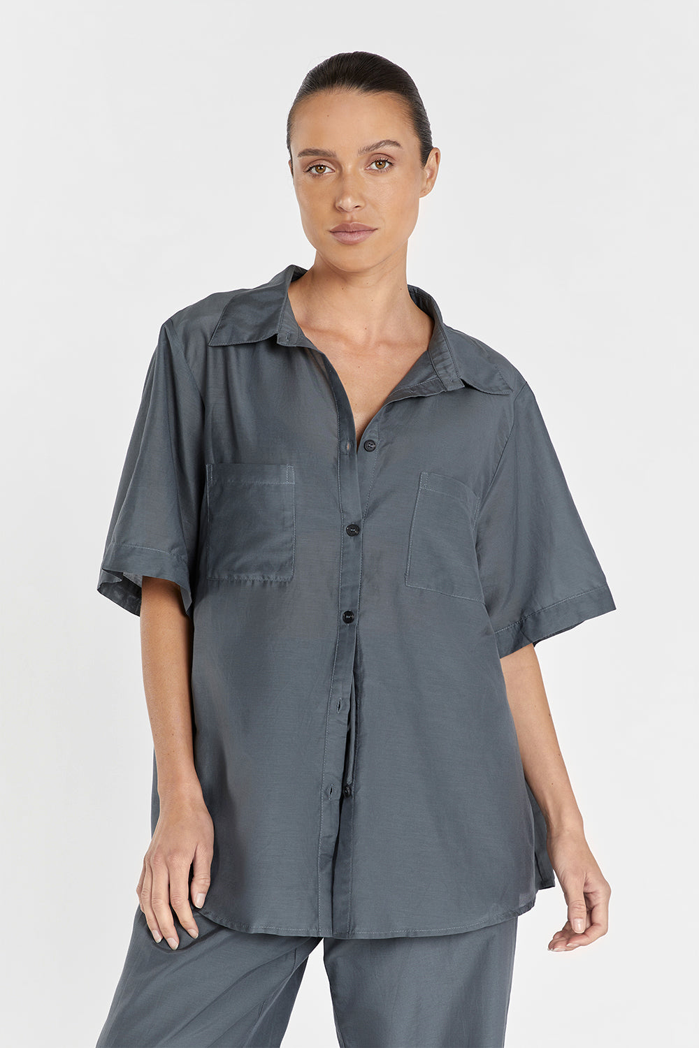 JASPER TEAL SILK COTTON SHIRT