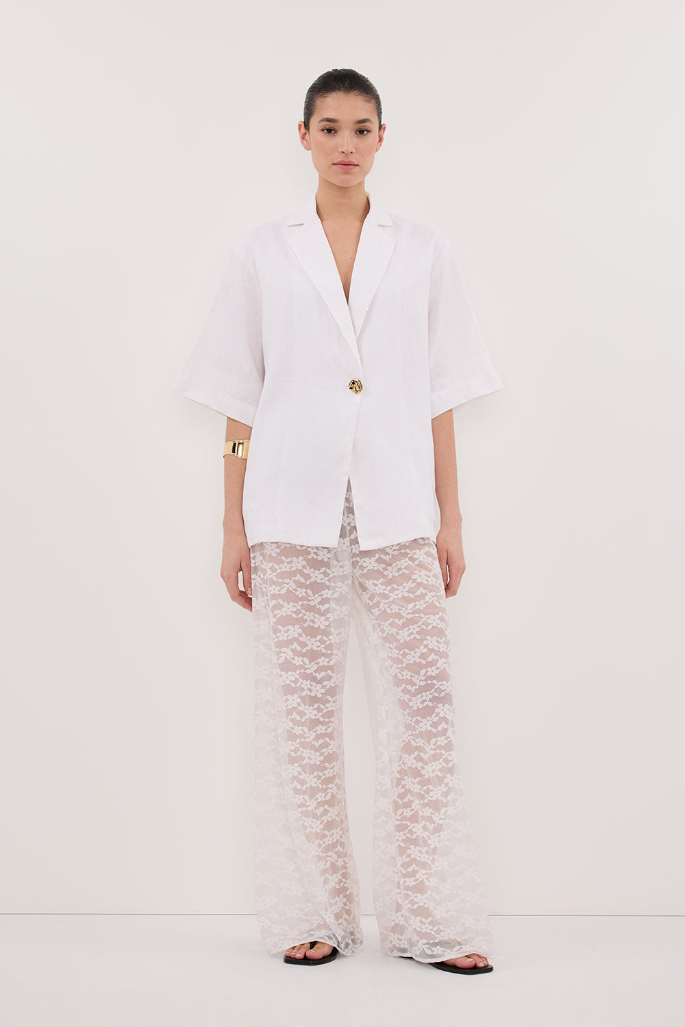 NALA WHITE LINEN RESORT SHIRT