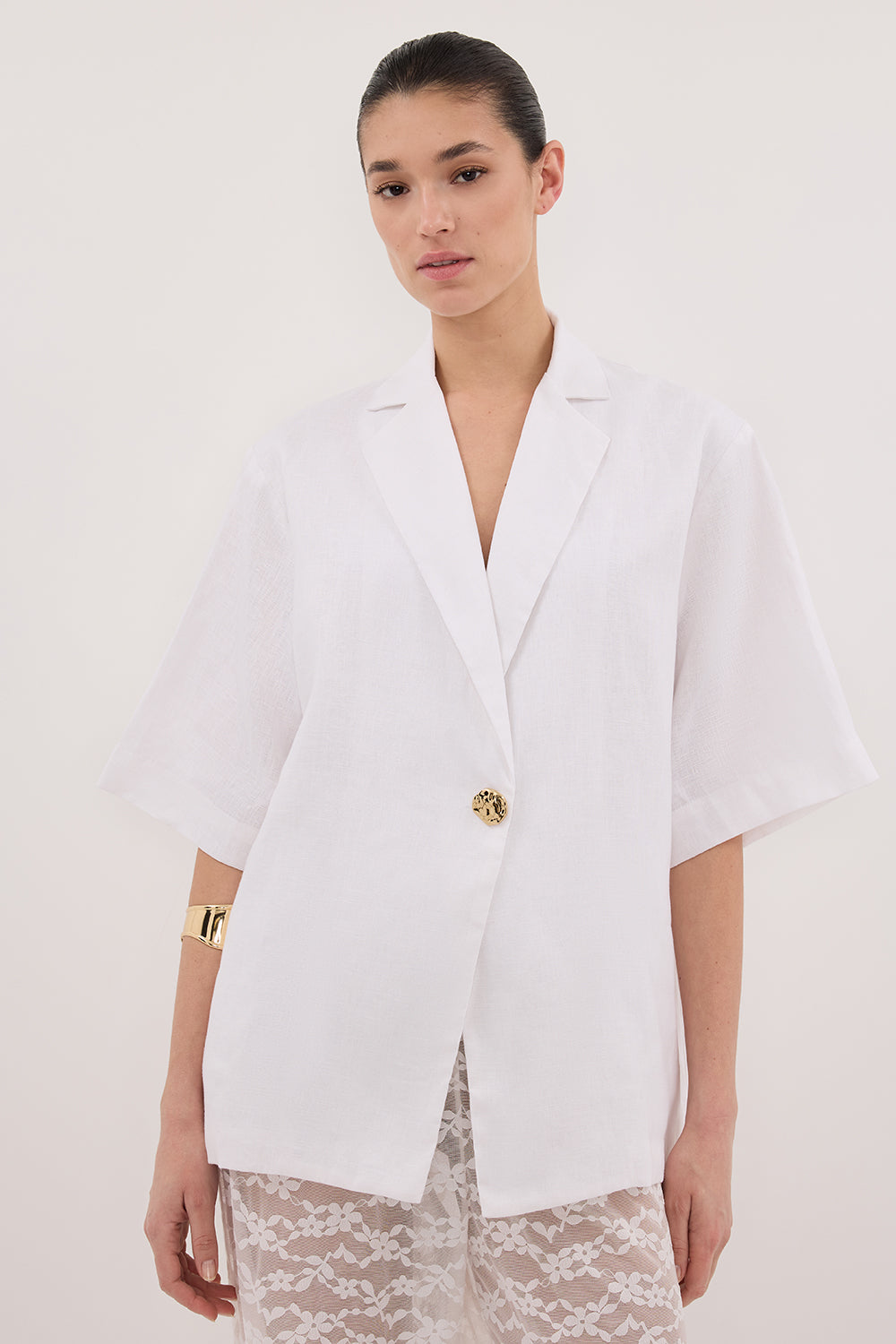 NALA WHITE LINEN RESORT SHIRT