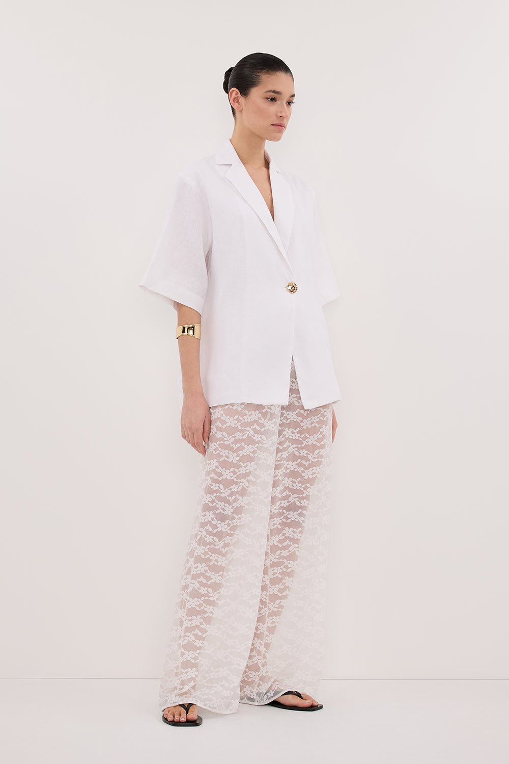NALA WHITE LINEN RESORT SHIRT