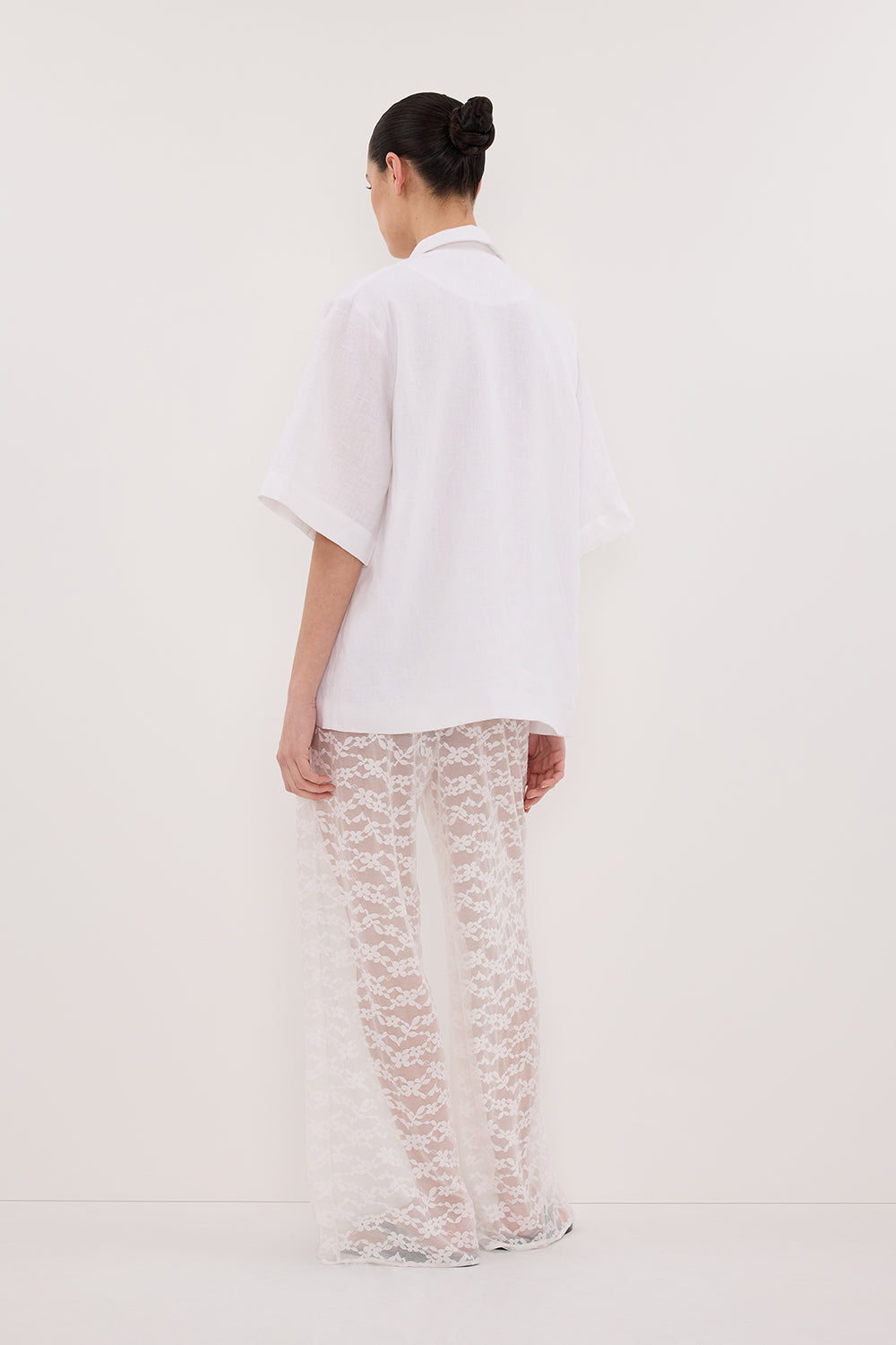 NALA WHITE LINEN RESORT SHIRT