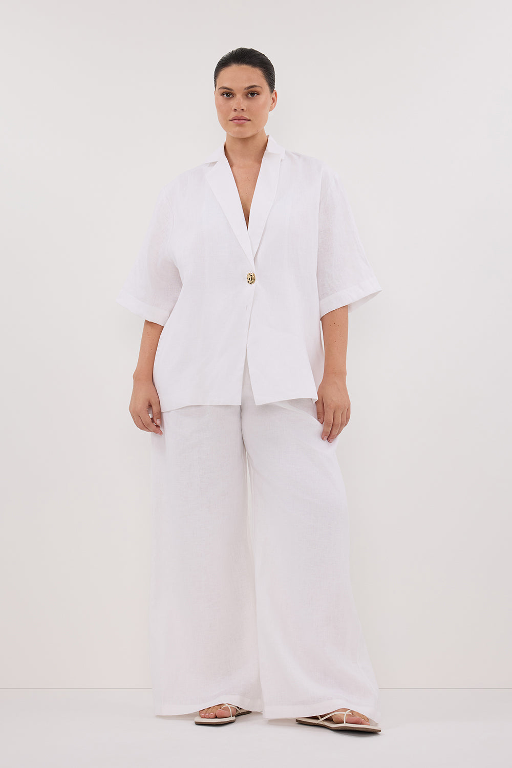 NALA WHITE LINEN RESORT SHIRT