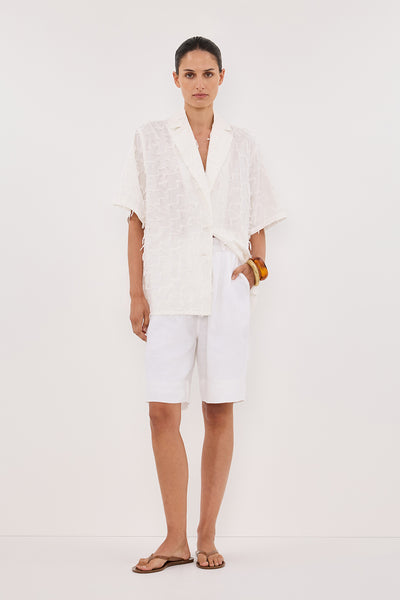 Adrienne wearing PALOMA WHITE COTTON SHIRT