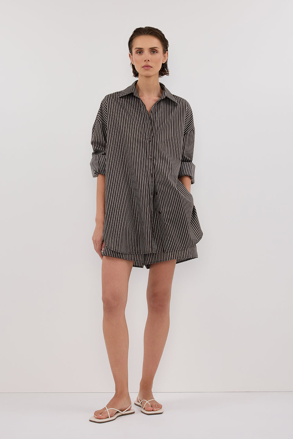 PALMA BITTER CHOC OVERSIZED SILK BLEND SHIRT