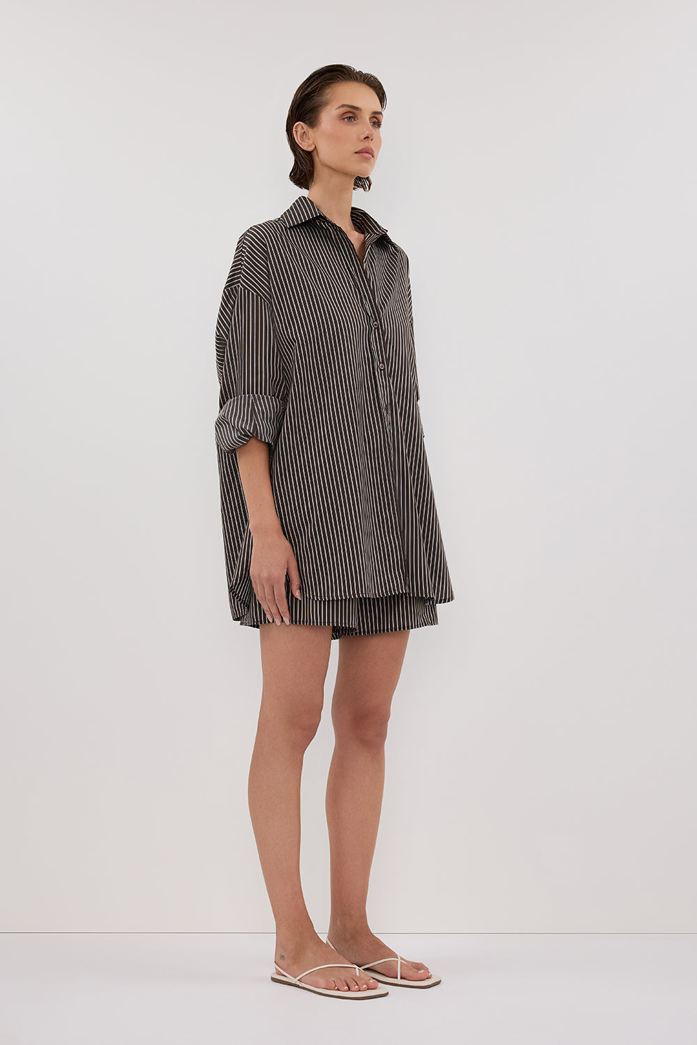 PALMA BITTER CHOC OVERSIZED SILK BLEND SHIRT
