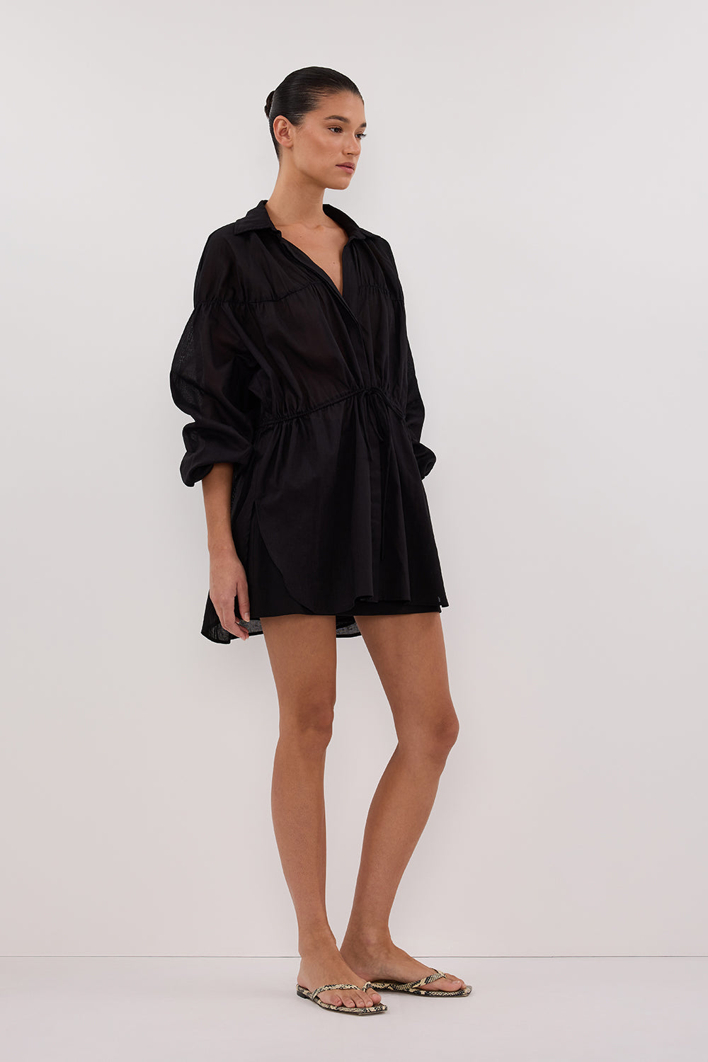 FLOYCE BLACK LINEN LONG SLEEVE TOP DISSH FLOYCE BLACK LINEN LONG SLEEVE TOP DISSH