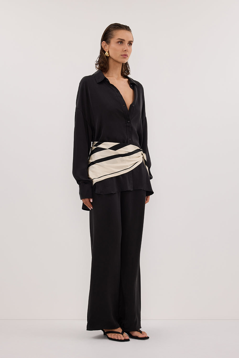 PERCY BLACK SILK LONG SLEEVE SHIRT