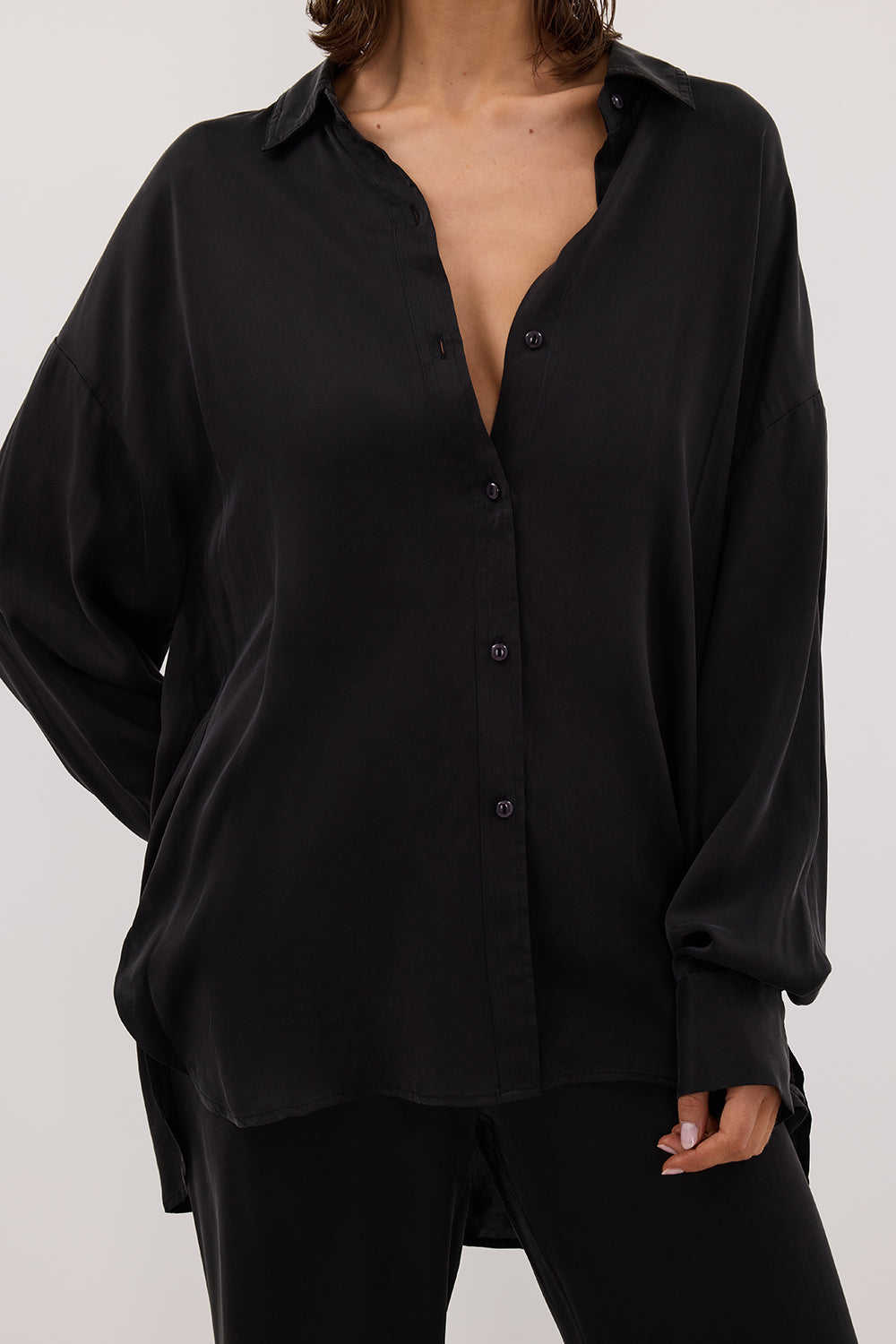 PERCY BLACK SILK LONG SLEEVE SHIRT