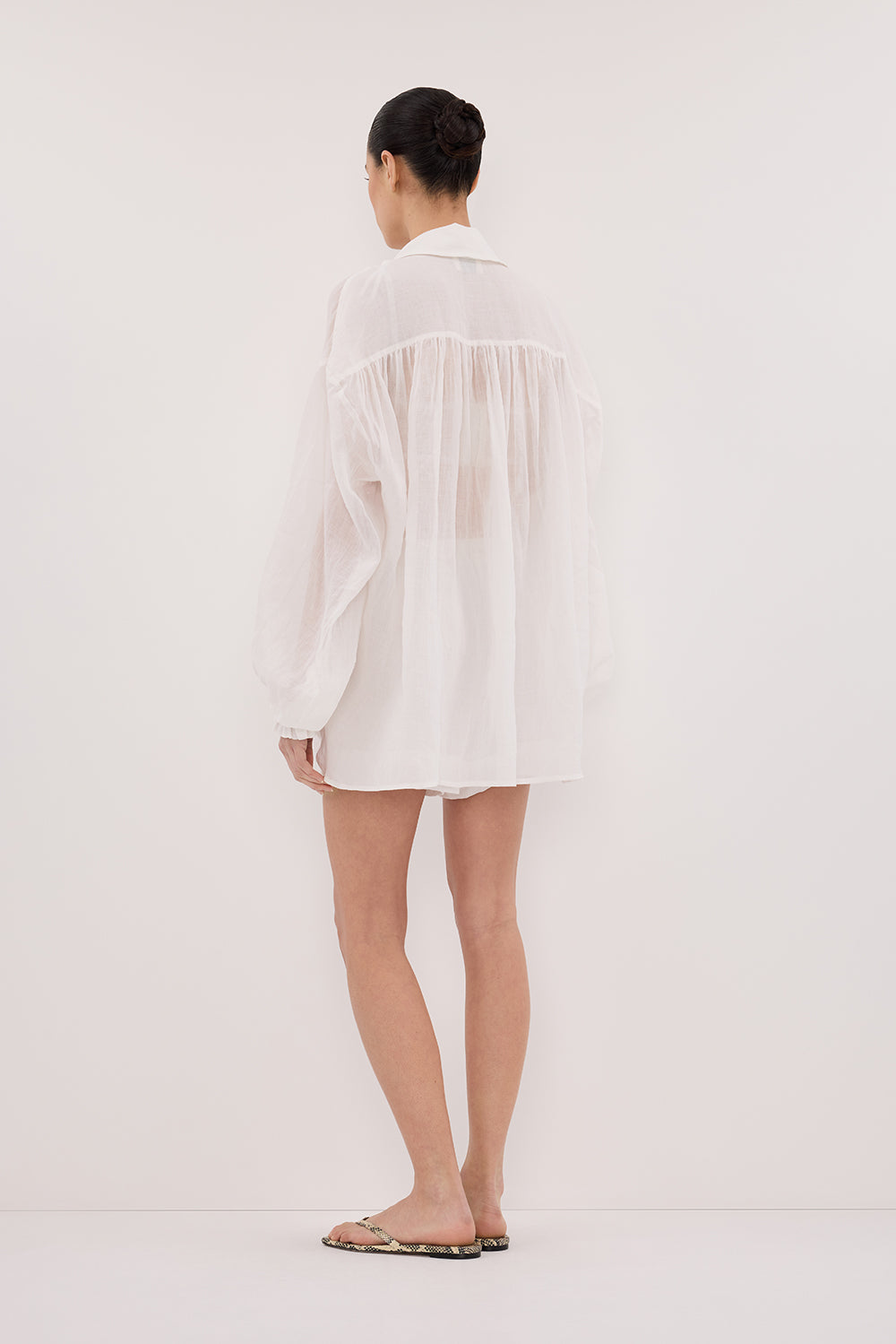 MILLER WHITE RAMIE LONG SLEEVE SHIRT