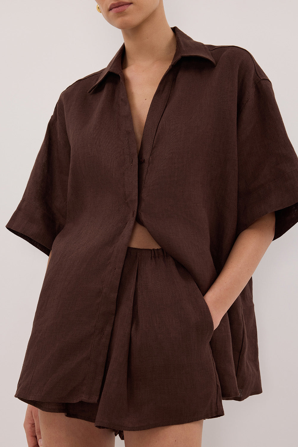 HELENA COCOA OVERSIZED LINEN SHIRT