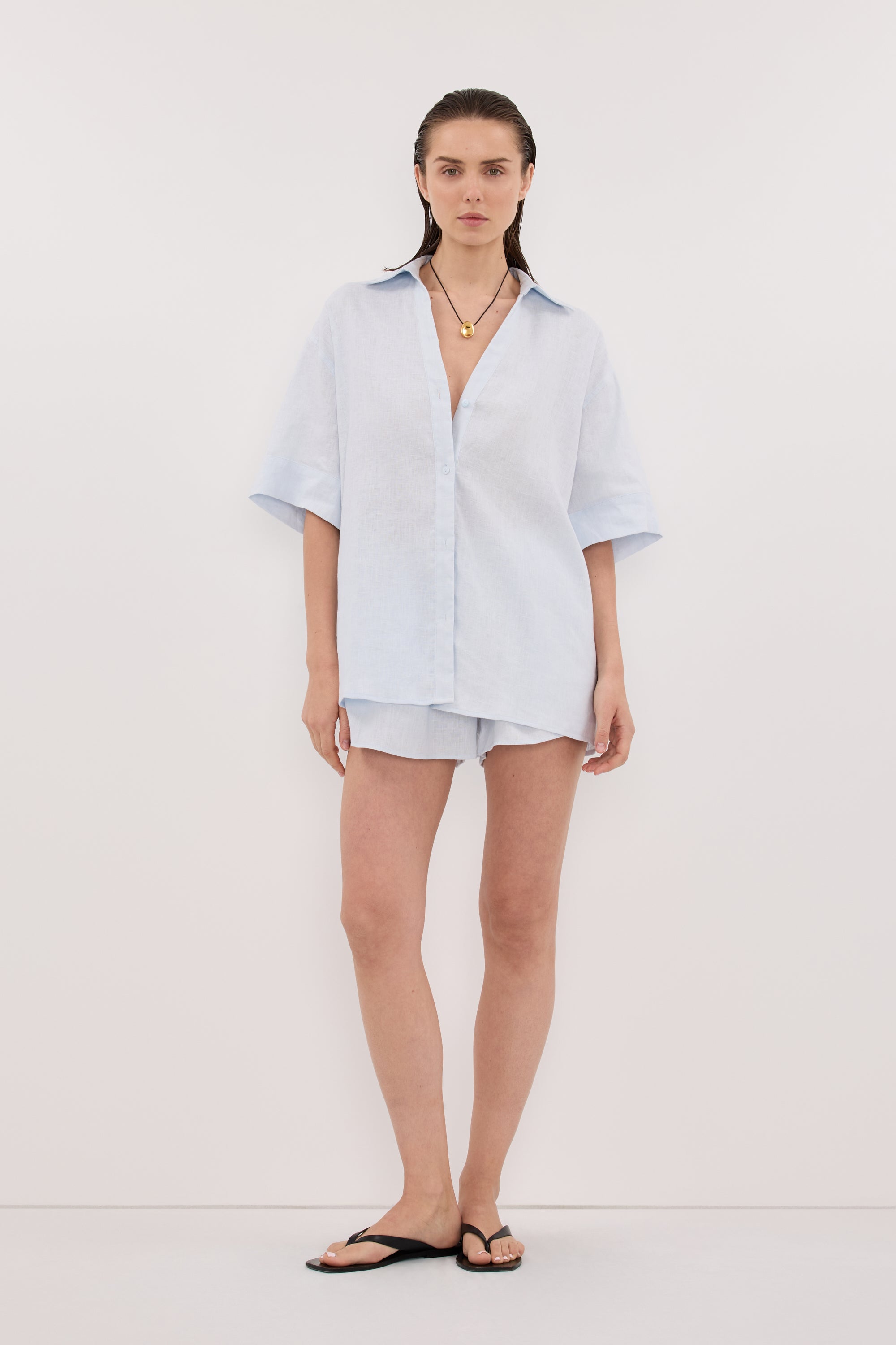 HELENA CORNFLOWER OVERSIZED LINEN SHIRT