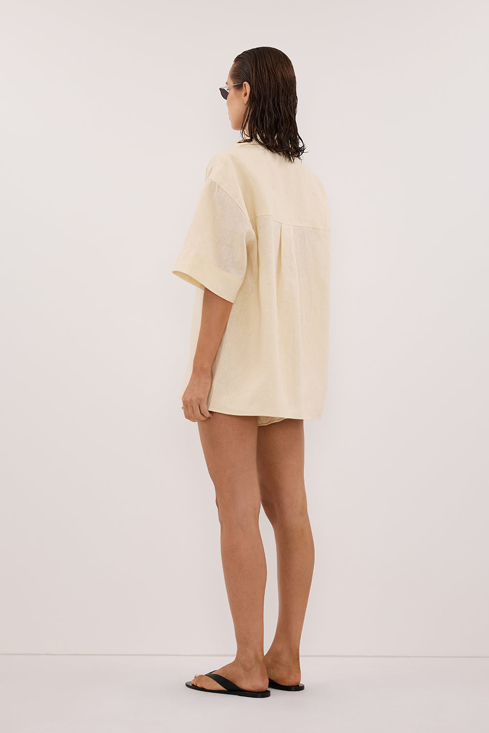 HELENA STRAW OVERSIZED LINEN SHIRT