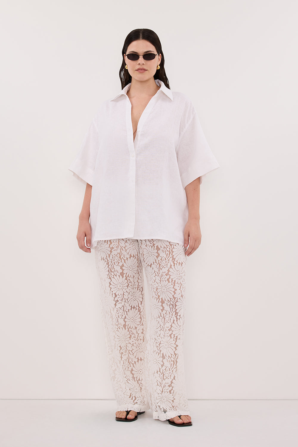 HELENA WHITE OVERSIZED LINEN SHIRT