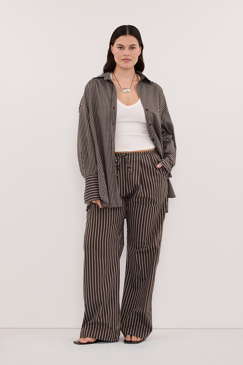 SABLE OVERSIZED BITTER CHOC SILK BLEND SHIRT