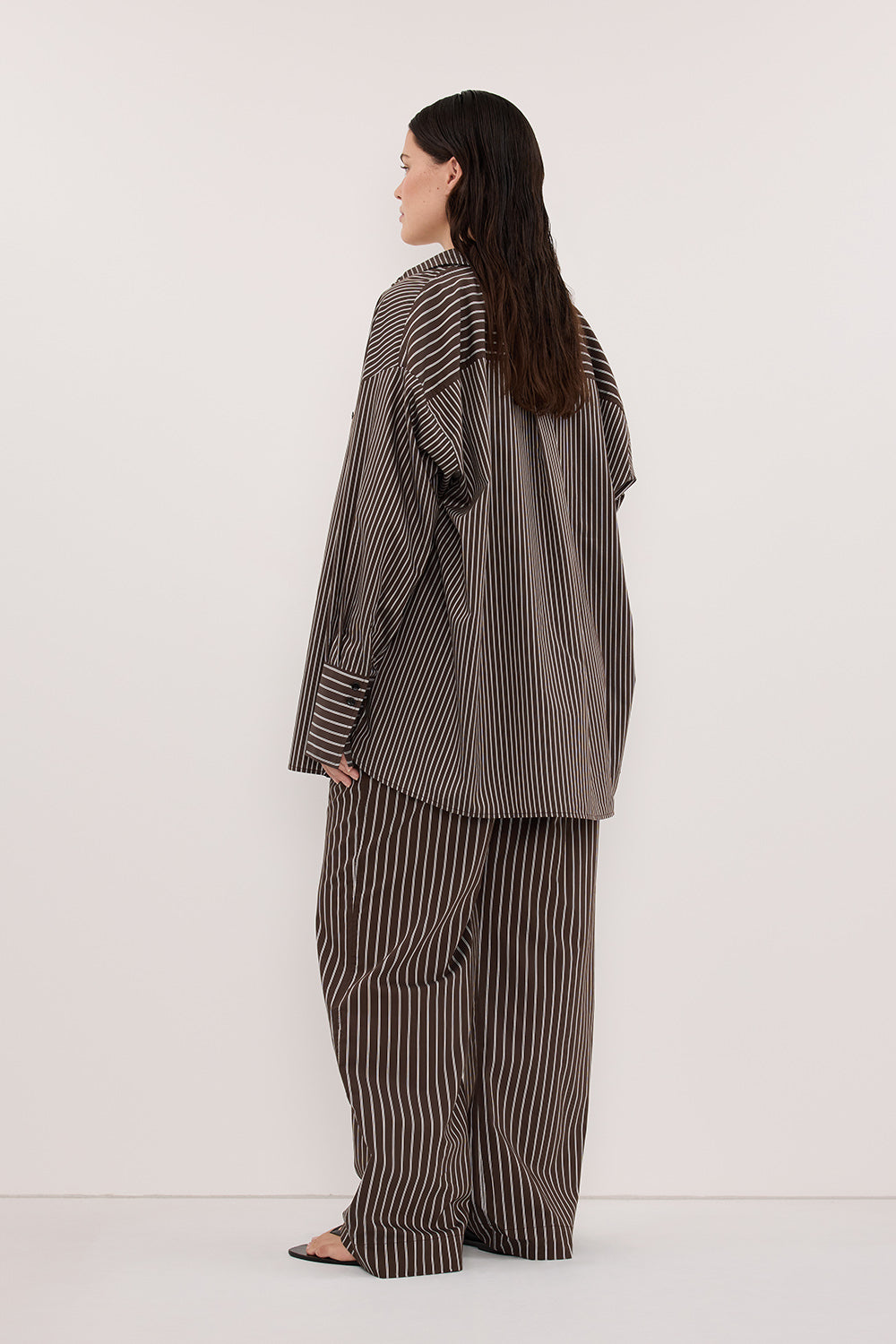 SABLE OVERSIZED BITTER CHOC SILK BLEND SHIRT