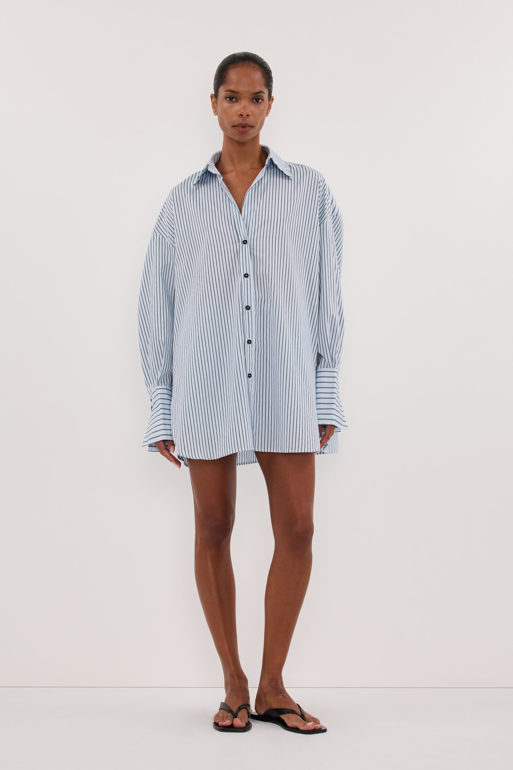 SABLE ICE BLUE OVERSIZED SILK BLEND SHIRT – DISSH