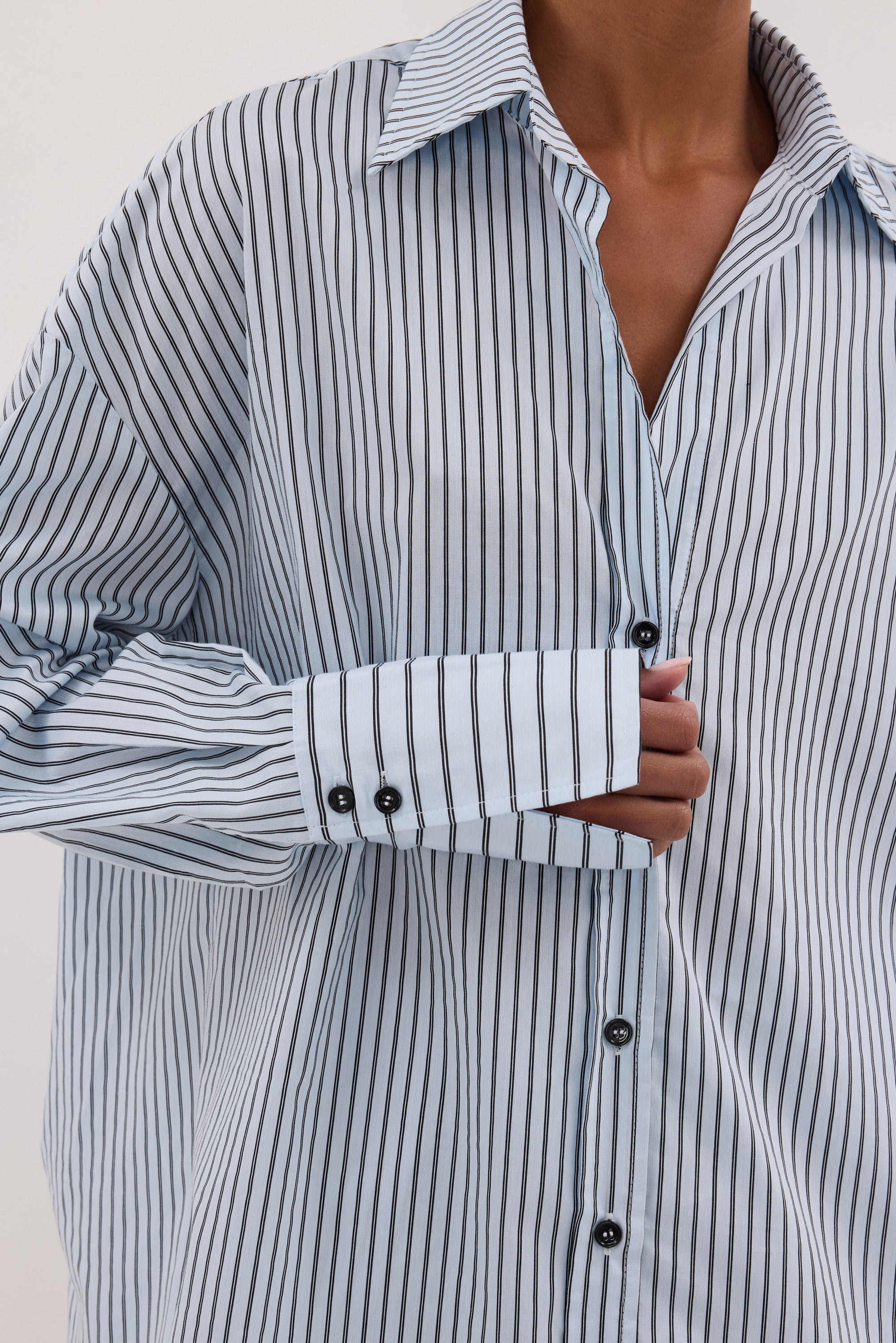 SABLE ICE BLUE OVERSIZED SILK BLEND SHIRT