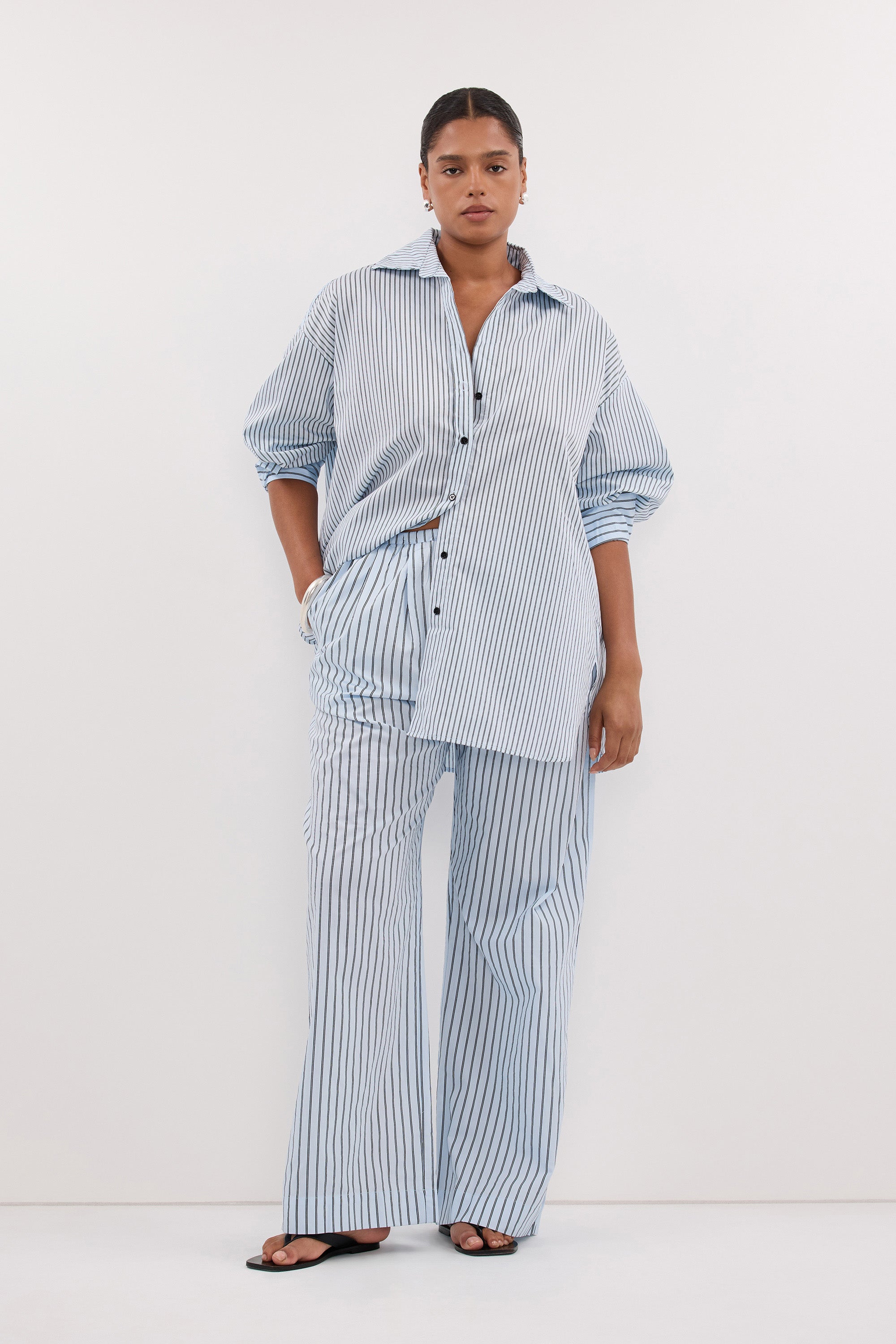 SABLE ICE BLUE OVERSIZED SILK BLEND SHIRT – DISSH