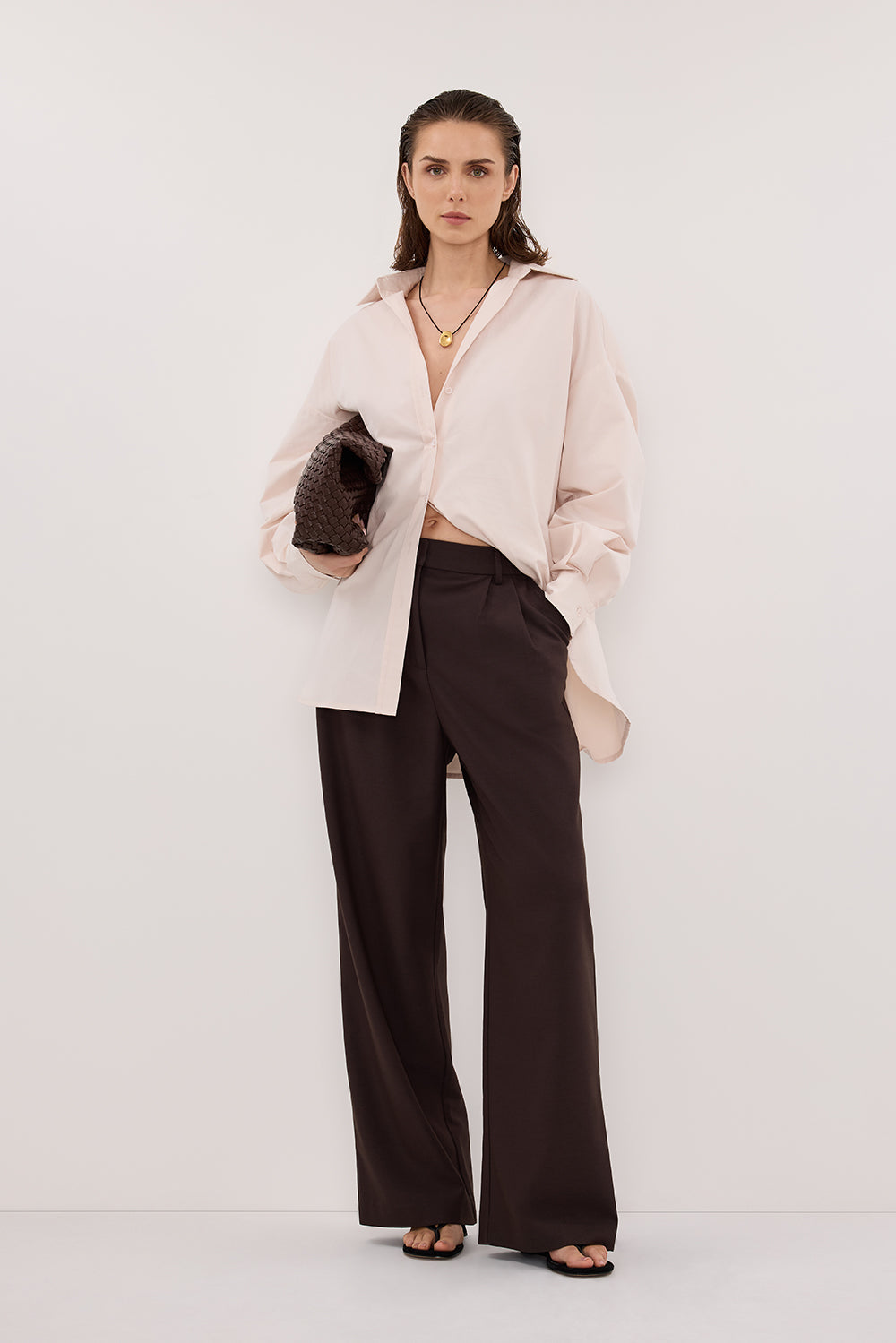 RAQUEL POWDER LONG SLEEVE COTTON POPLIN SHIRT