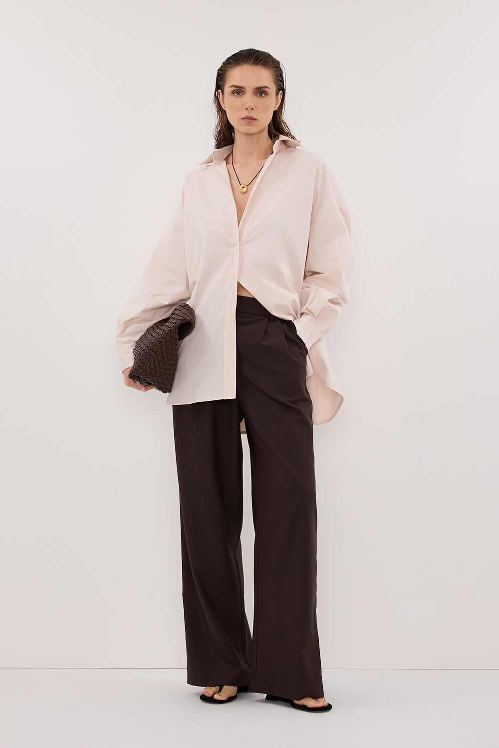 RAQUEL POWDER LONG SLEEVE COTTON POPLIN SHIRT